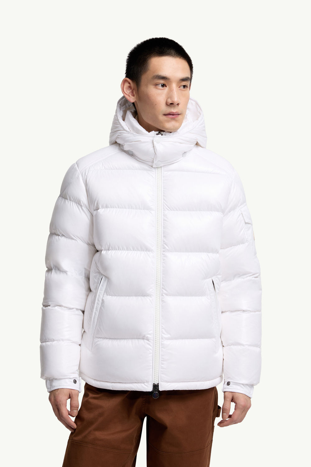Moncler Maya Hooded Short Down Jacket Men White Moncler 3