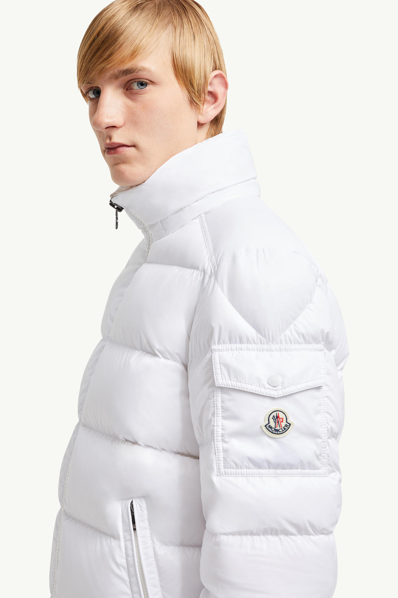 Moncler Maya Hooded Short Down Jacket Men White Moncler 6