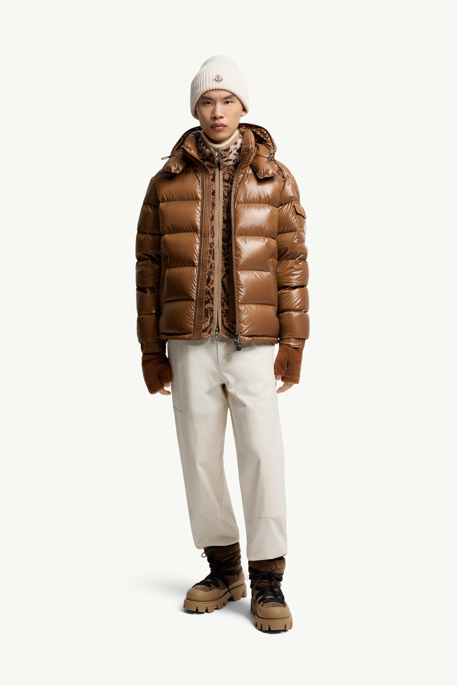 Doudoune courte à capuche Moncler Maya Hommes Beige Moncler 0