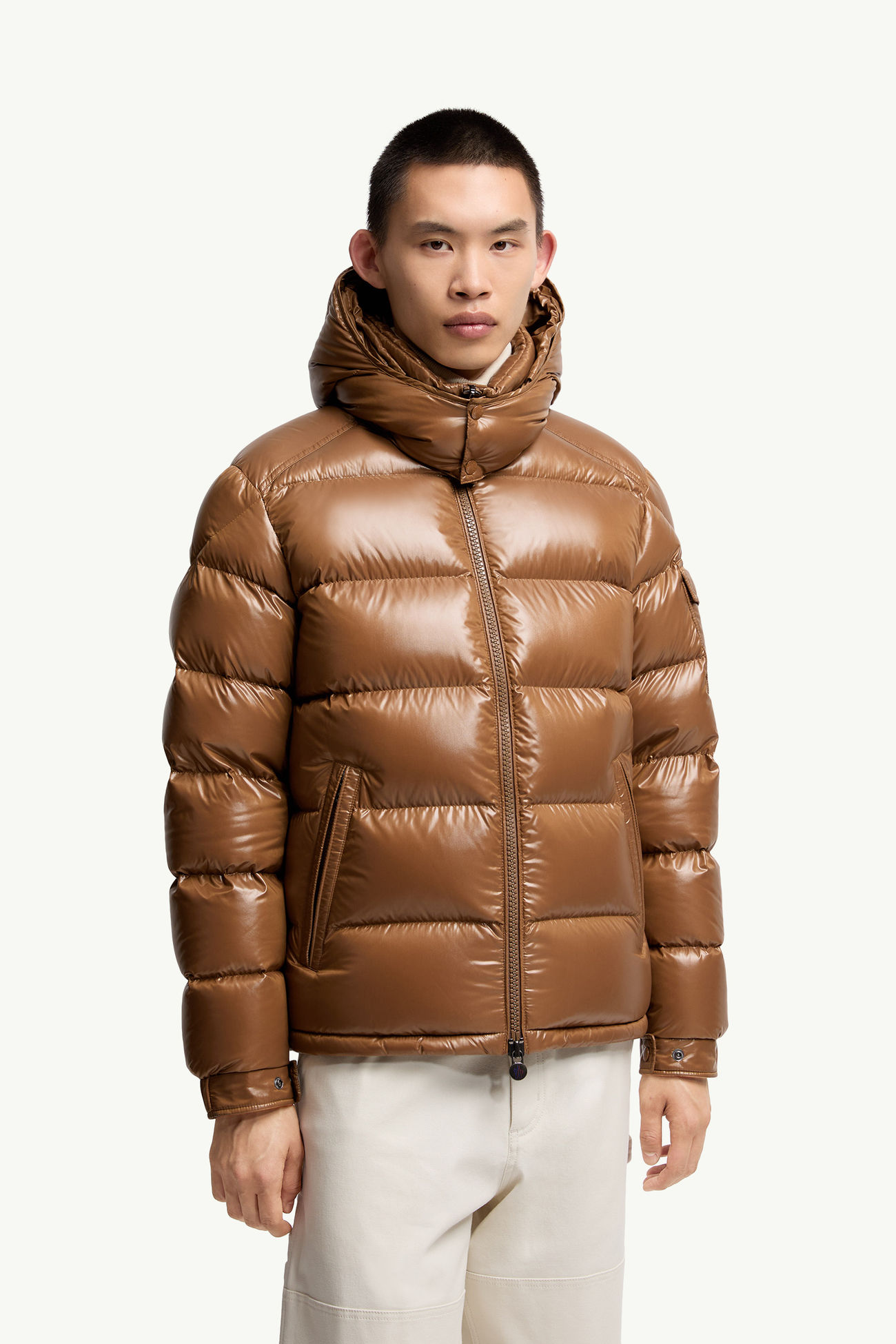 Moncler Maya 후드 쇼트 다운 재킷 남성 베이지 Moncler 3