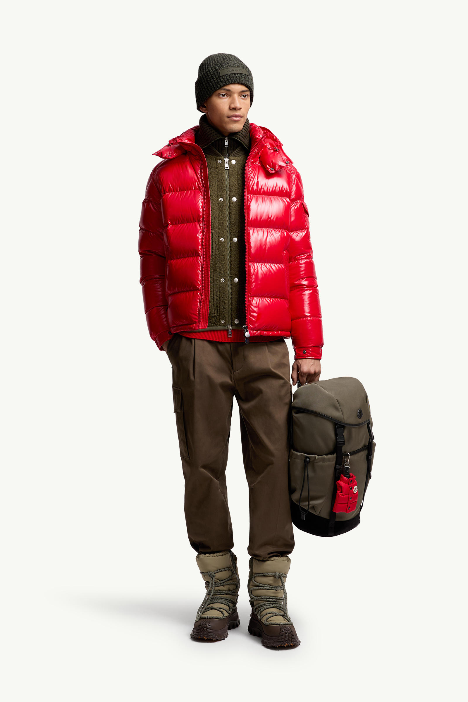 Moncler Maya Hooded Short Down Jacket Men Red Moncler 0