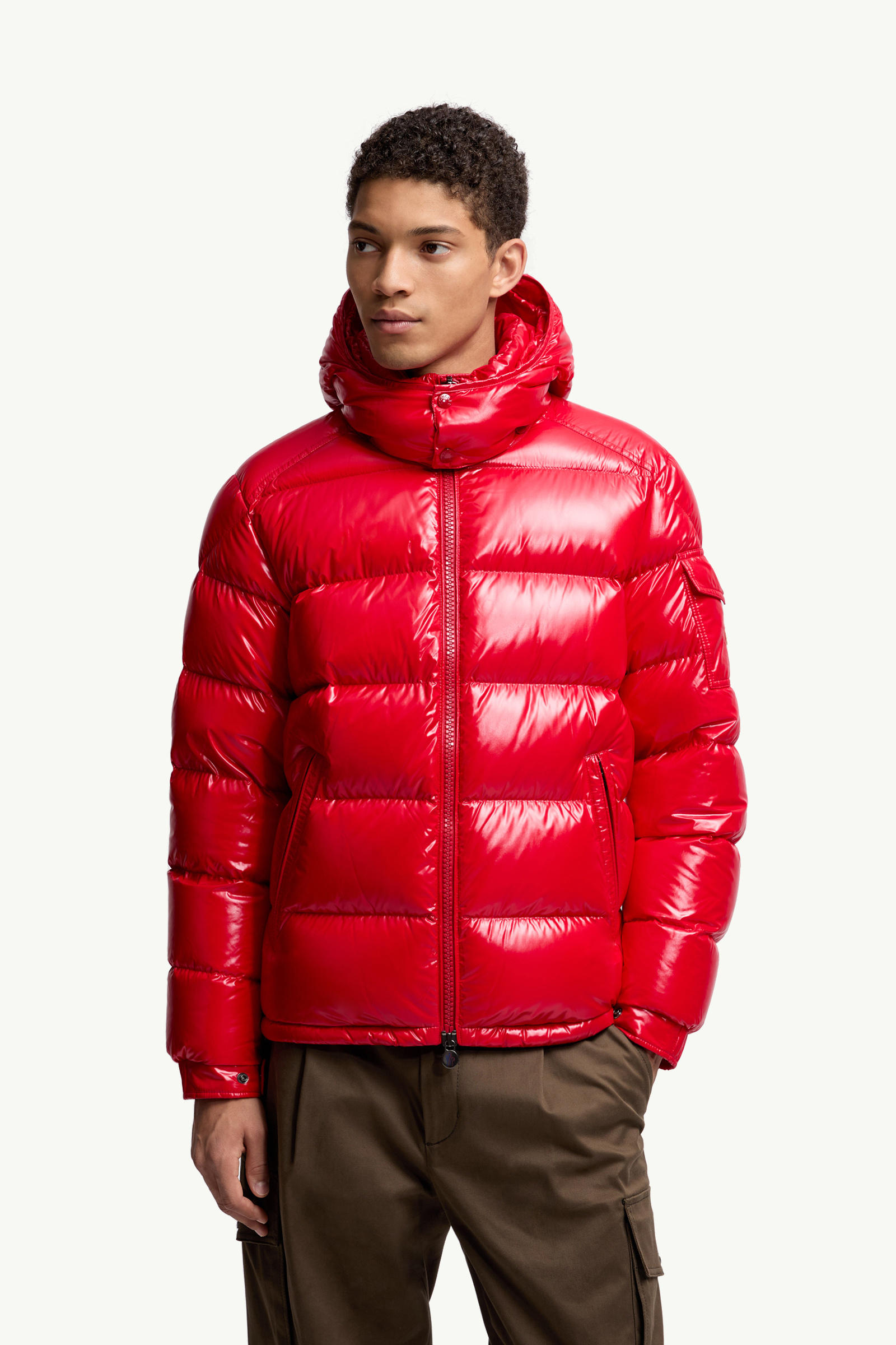 Moncler Maya Hooded Short Down Jacket Men Red Moncler 3