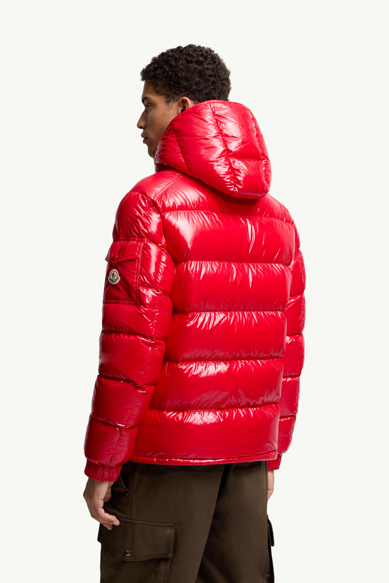 Moncler Maya Hooded Short Down Jacket Men Red Moncler 4