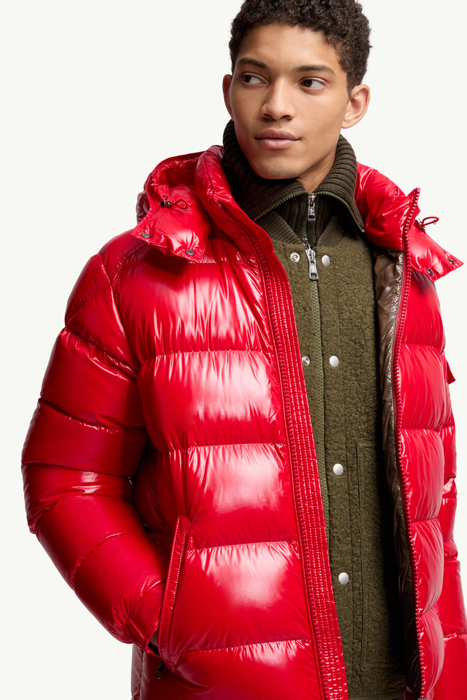 Moncler Maya Hooded Short Down Jacket Men Red Moncler 6