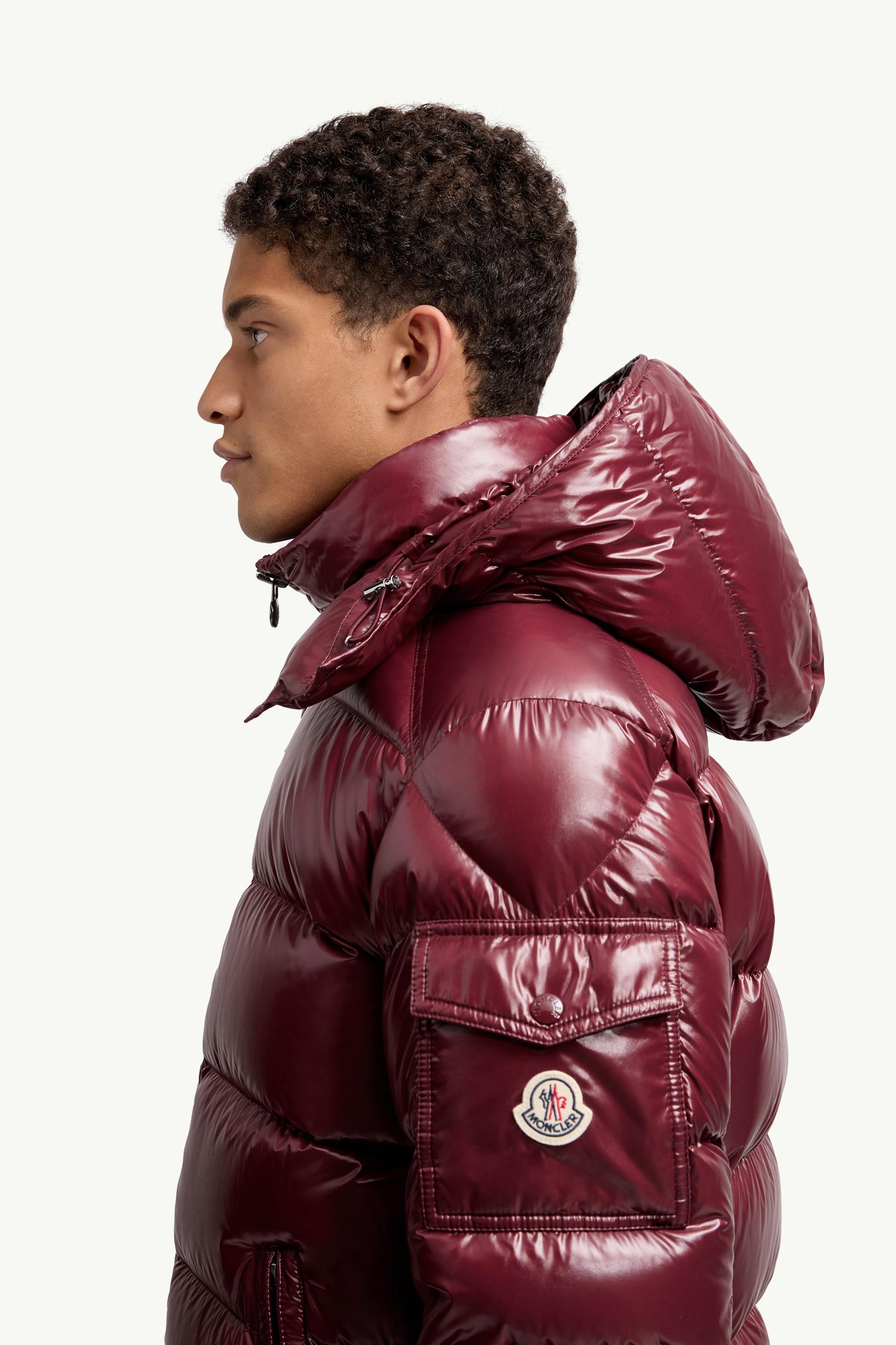 Moncler Maya Hooded Short Down Jacket Men Burgundy Moncler 1