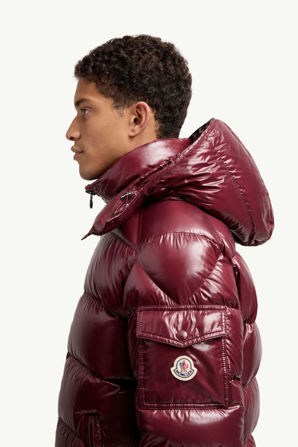 Moncler Maya Hooded Short Down Jacket Men Burgundy Moncler 1