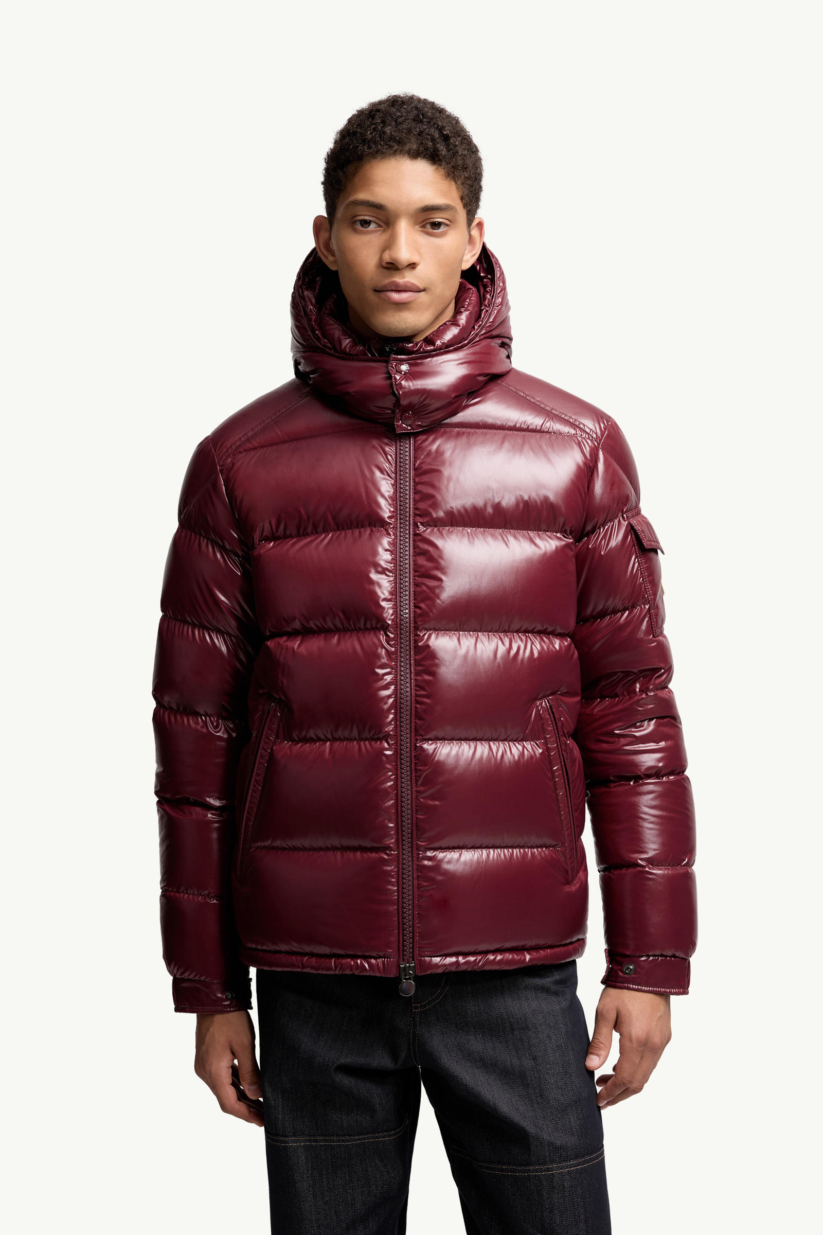 Doudoune courte à capuche Moncler Maya Hommes Bordeaux Moncler 3
