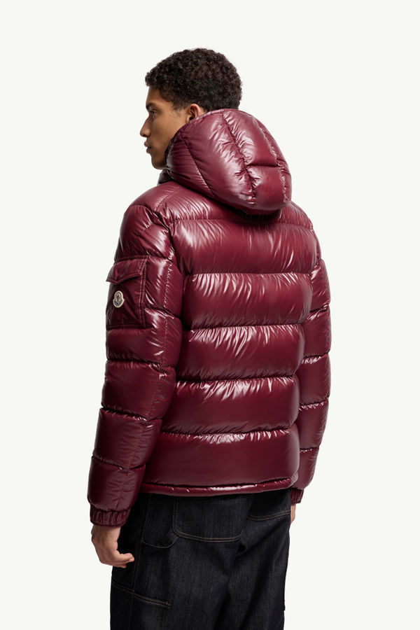 Moncler Maya Hooded Short Down Jacket Men Burgundy Moncler 4