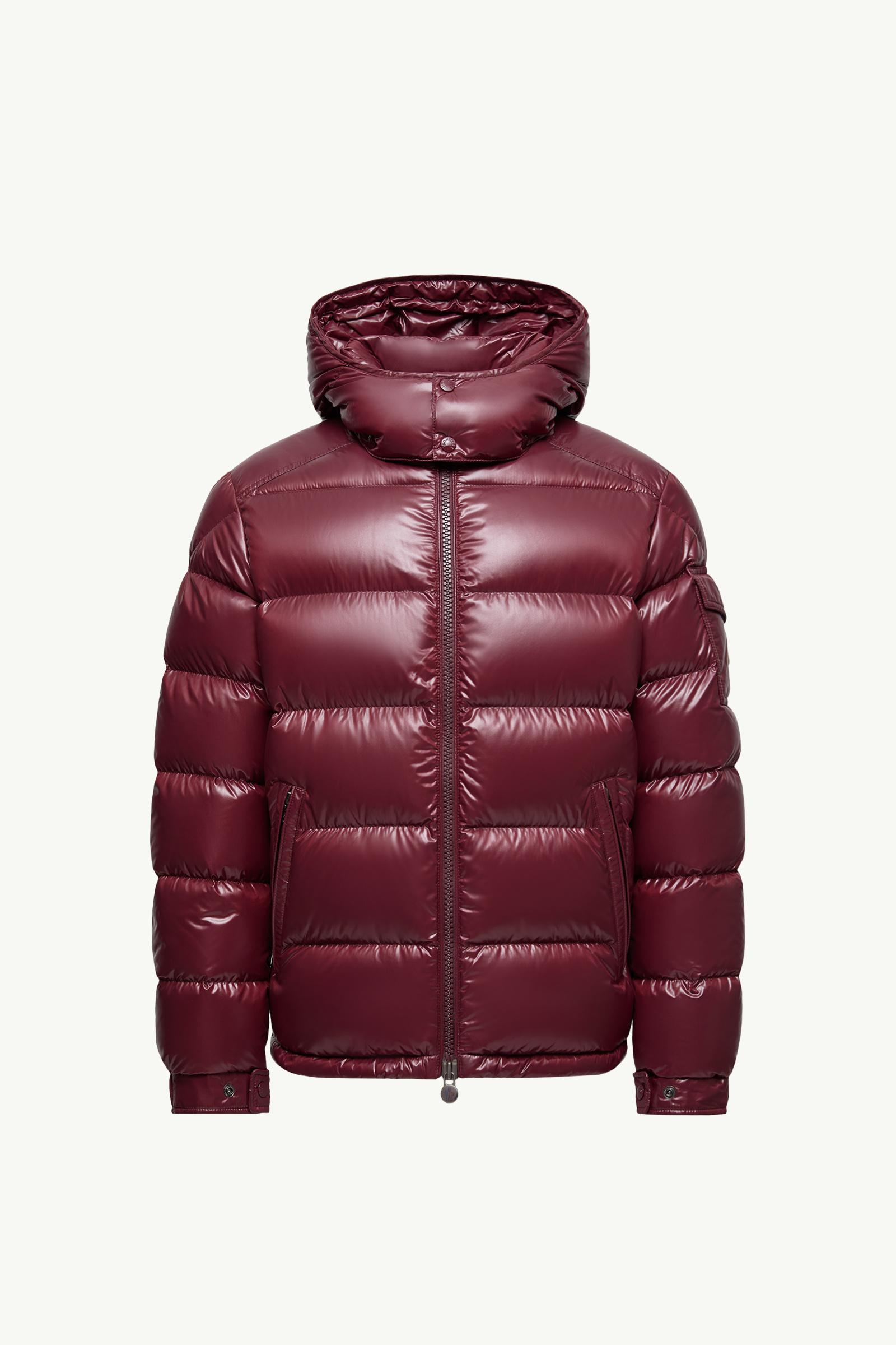 Burgundy Moncler Maya Hooded Short Down Jacket - Short Down