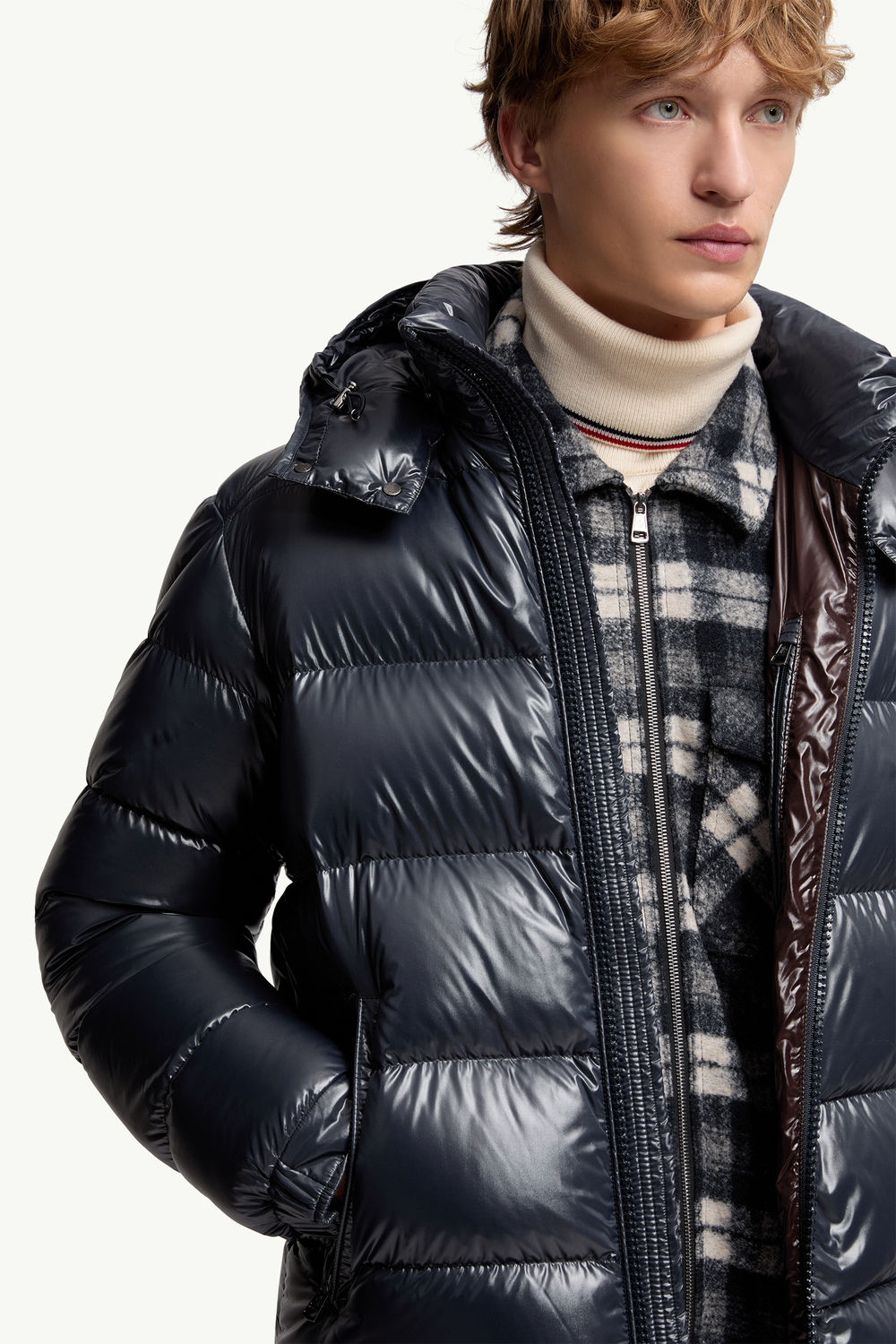 Moncler Maya Hooded Short Down Jacket Men Navy Blue Moncler 6