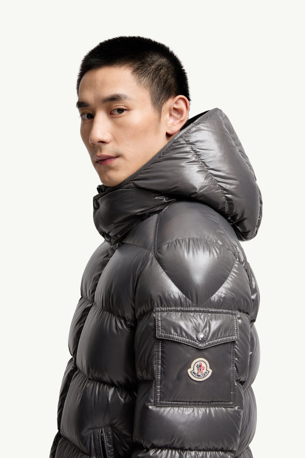 Moncler Maya Hooded Short Down Jacket Men Dark Gray Moncler 1