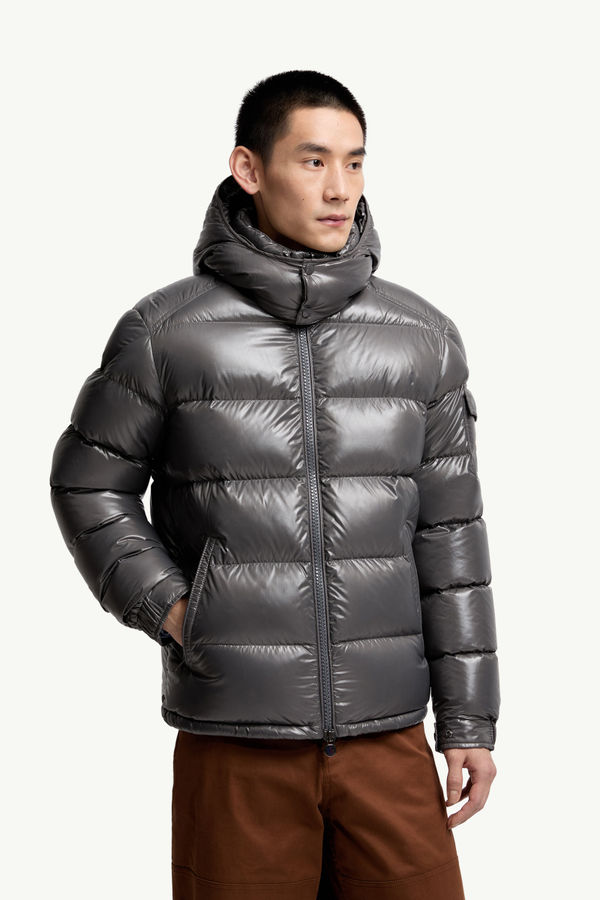 Moncler Maya Hooded Short Down Jacket Men Dark Gray Moncler 3