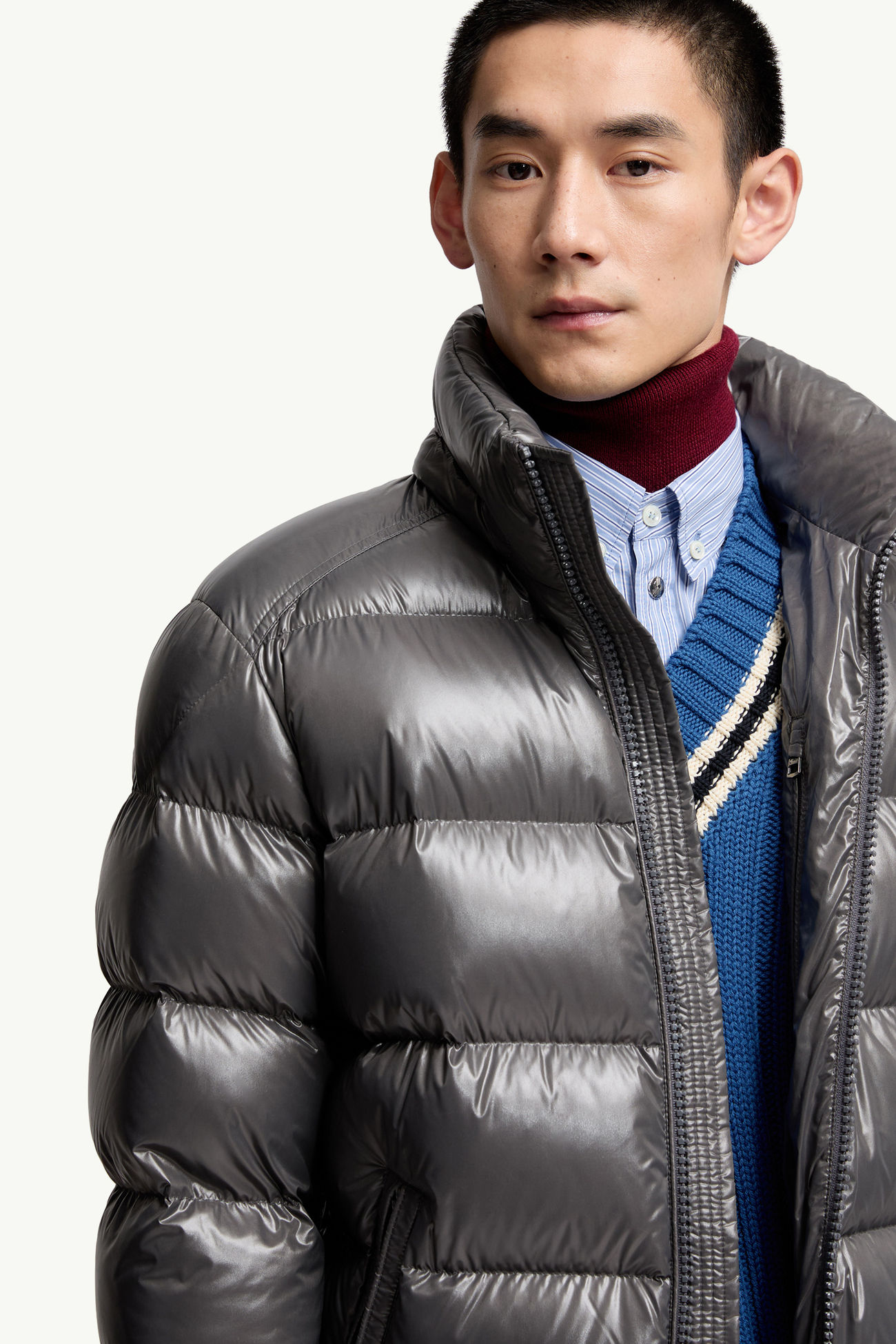 Moncler Maya 후드 쇼트 다운 재킷 남성 다크 그레이 Moncler 5