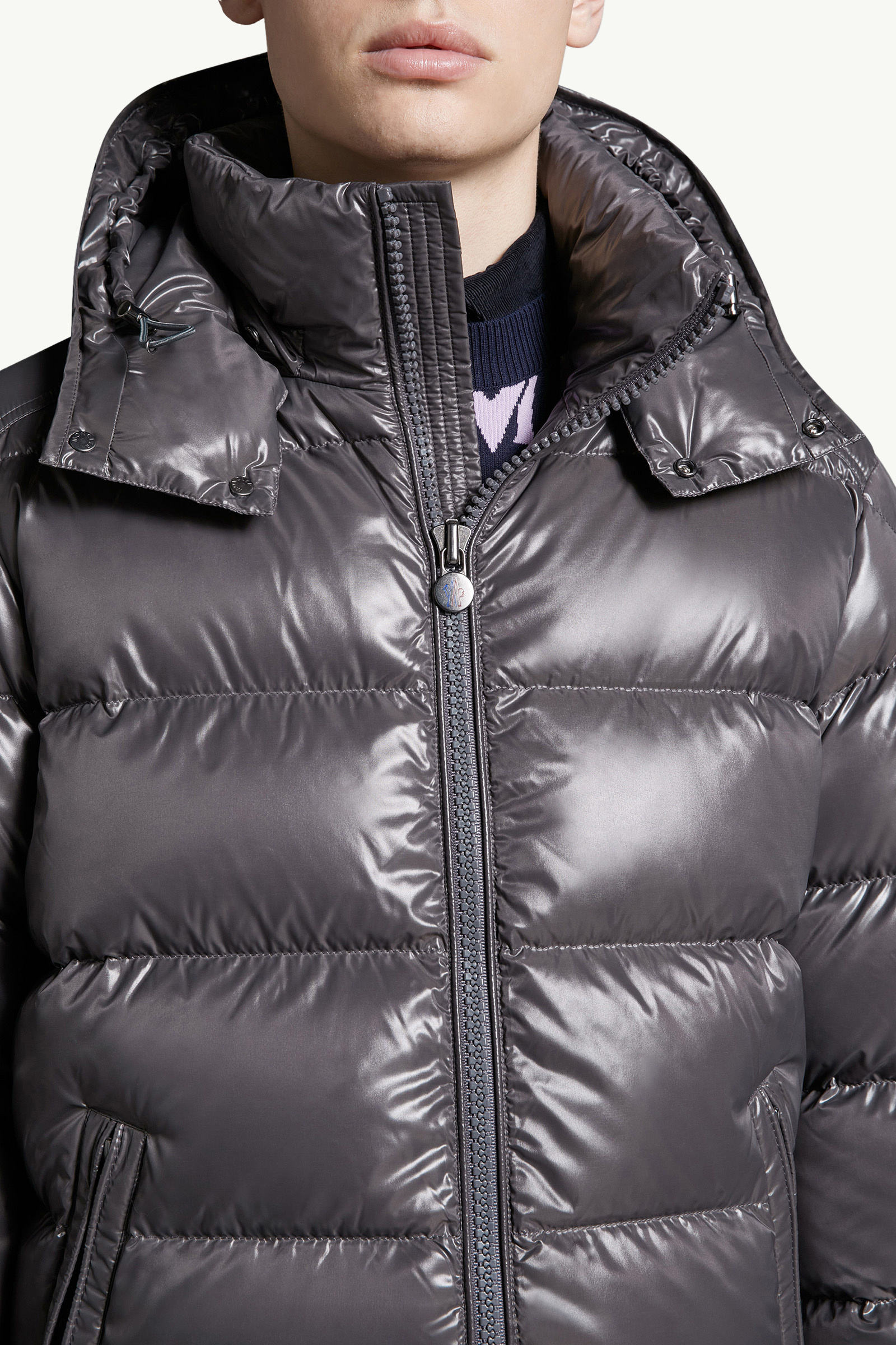 Moncler Maya kurze Daunenjacke mit Kapuze Herren Dunkelgrau Moncler 7