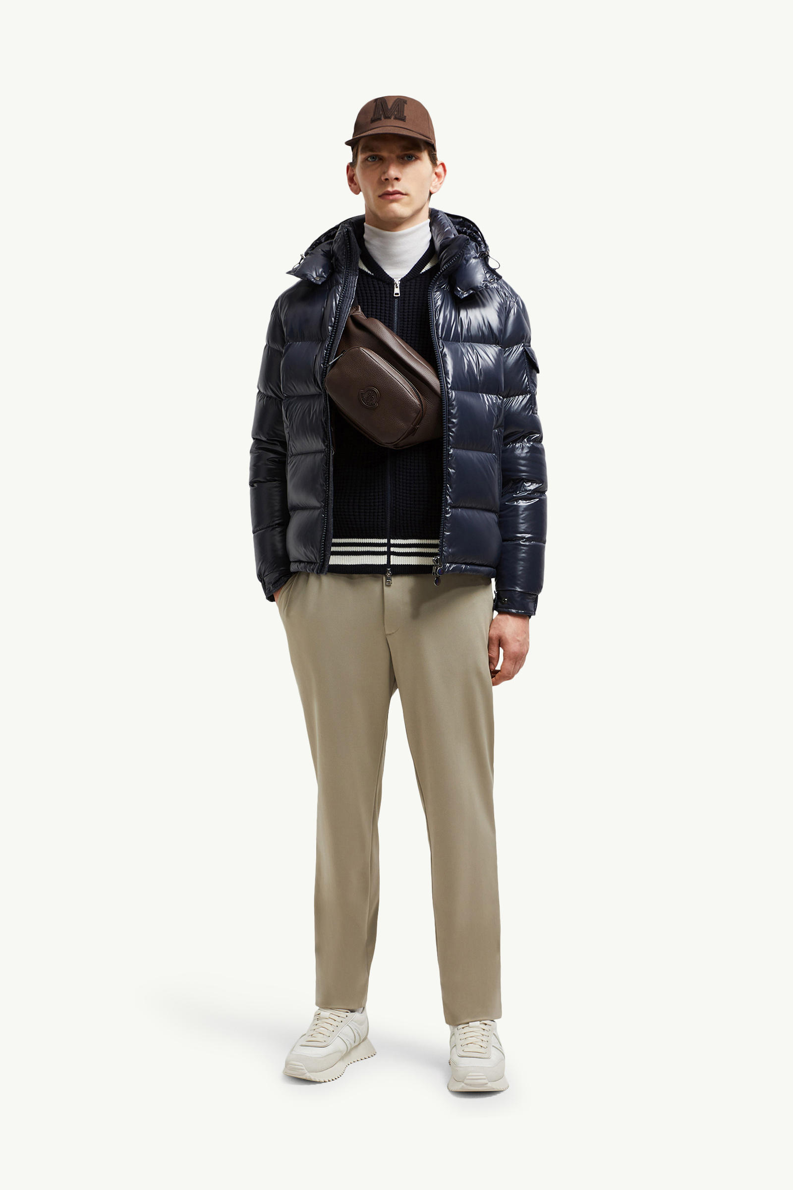 Moncler Maya Hooded Short Down Jacket Men Navy Blue Moncler 0