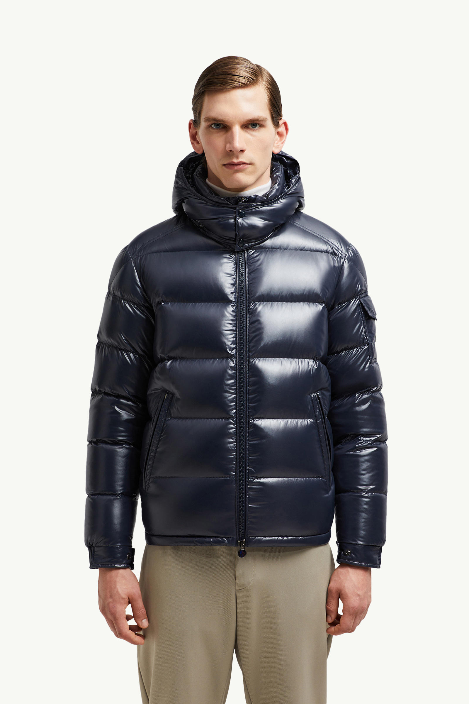 Moncler Maya Hooded Short Down Jacket Men Navy Blue Moncler 3