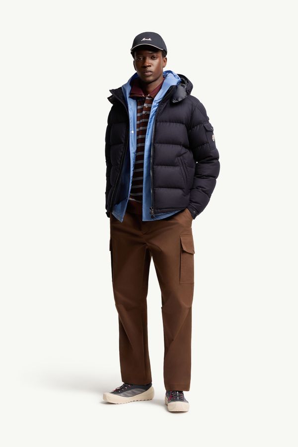 Montgenevre連帽羊毛法蘭絨短身羽絨外套 男士 海軍藍色 Moncler 0