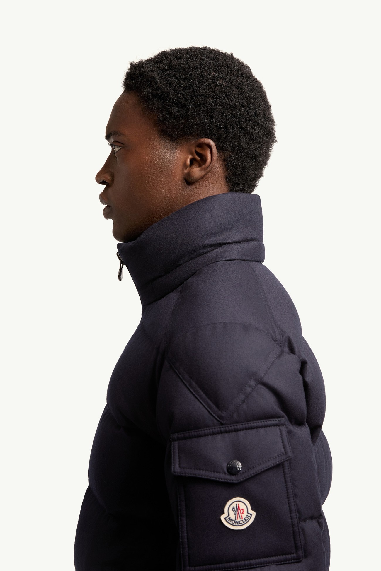 Piumino corto in flanella di lana con cappuccio Montgenevre Uomo Blu Navy Moncler 1