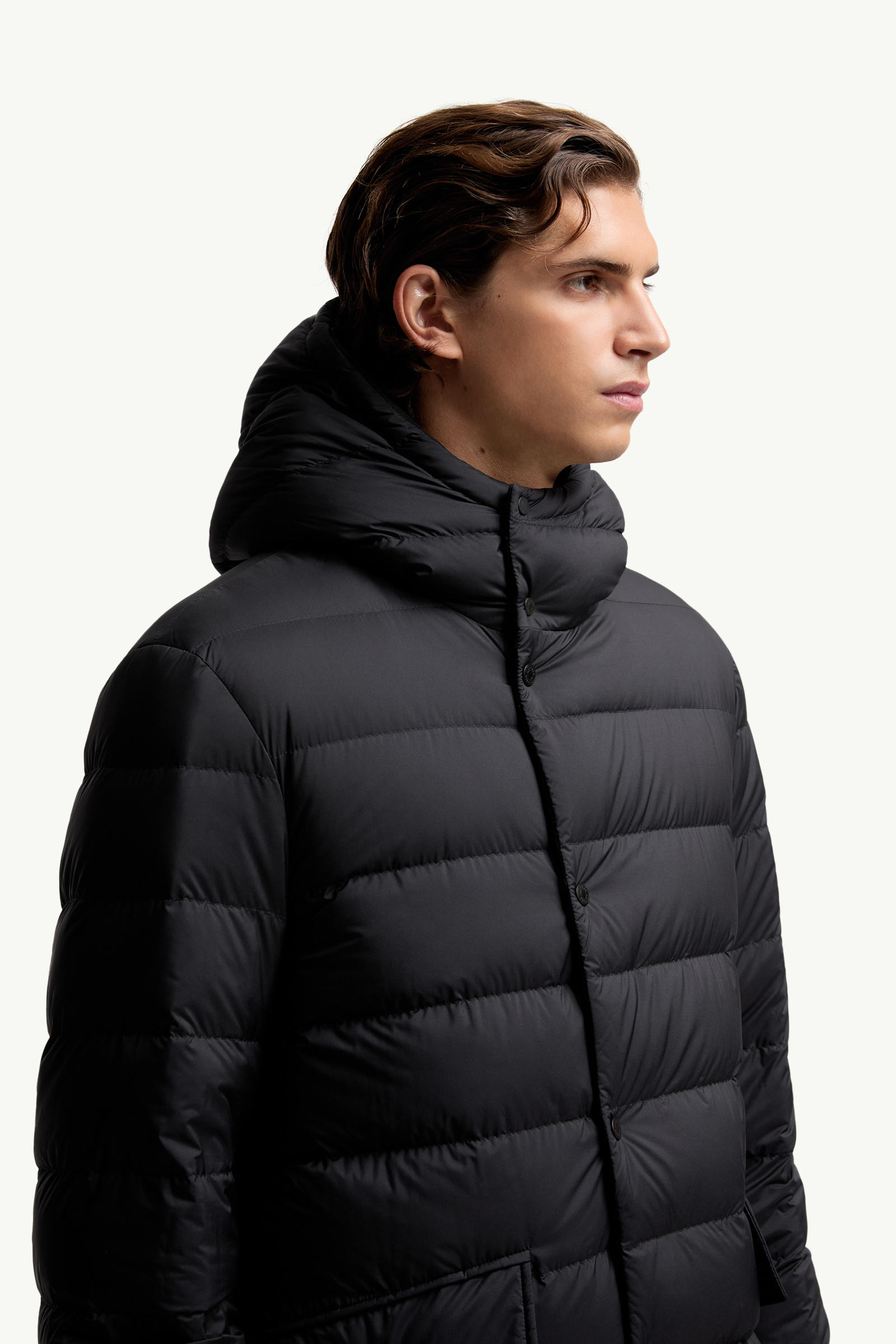 Merri Reversibe Wool Hooded Long Down Jacket Men Black Moncler 6