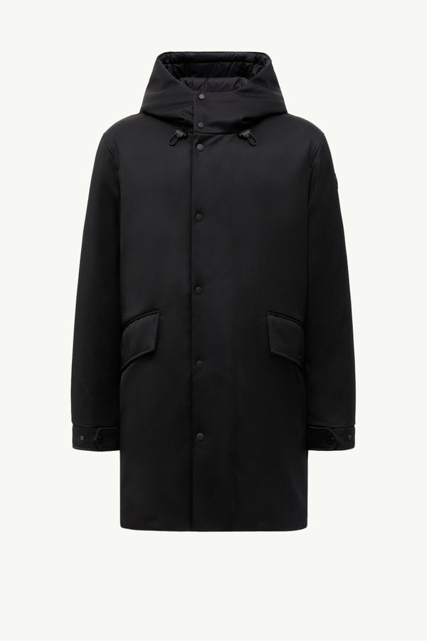 Merri Reversibe Wool Hooded Long Down Jacket Men Black Moncler 2