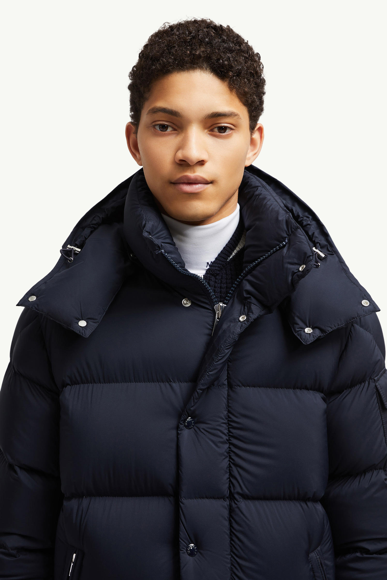 Hanoverian Hooded Long Down Jacket Men Night Blue Moncler 6