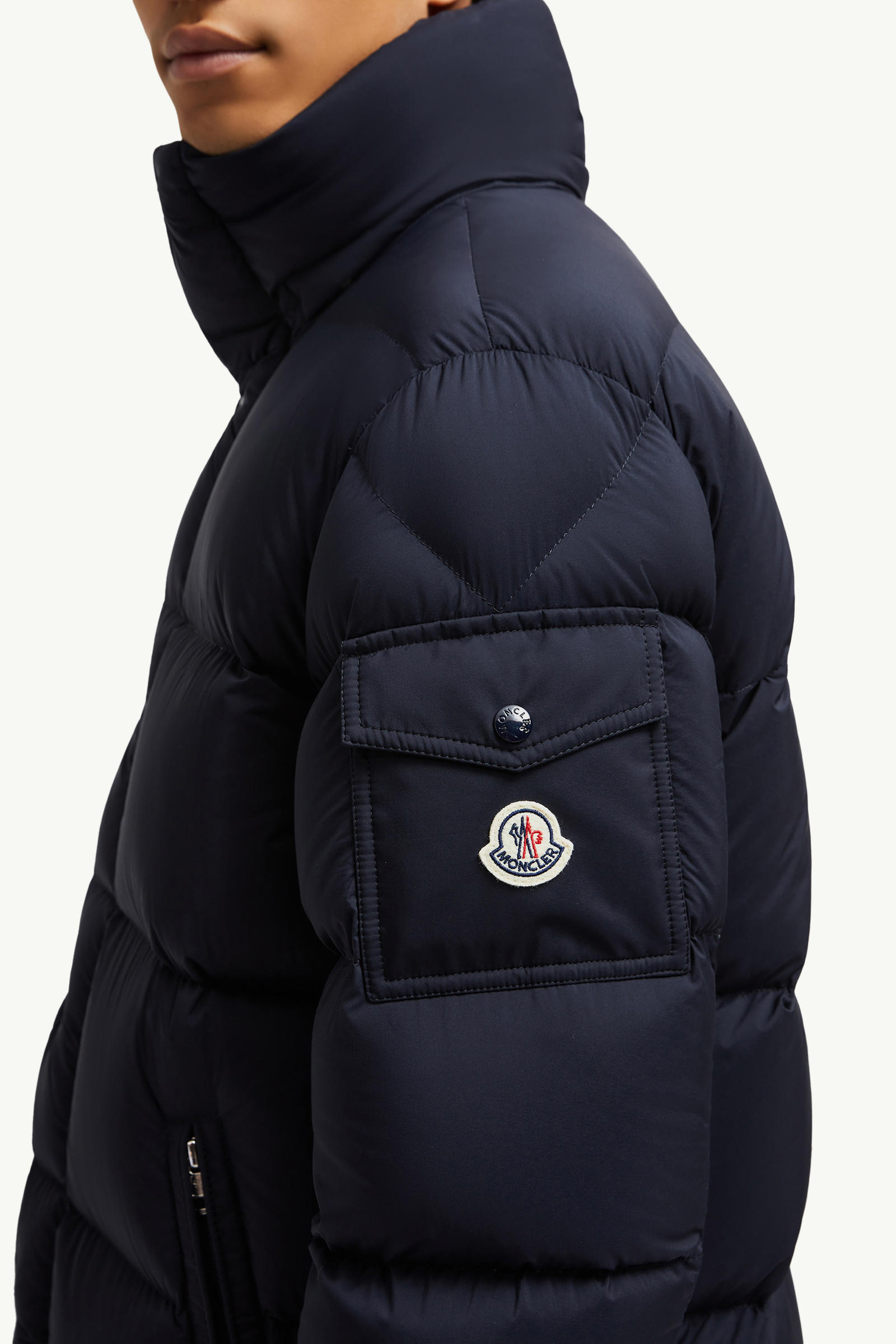 Hanoverian Hooded Long Down Jacket Men Night Blue Moncler 7