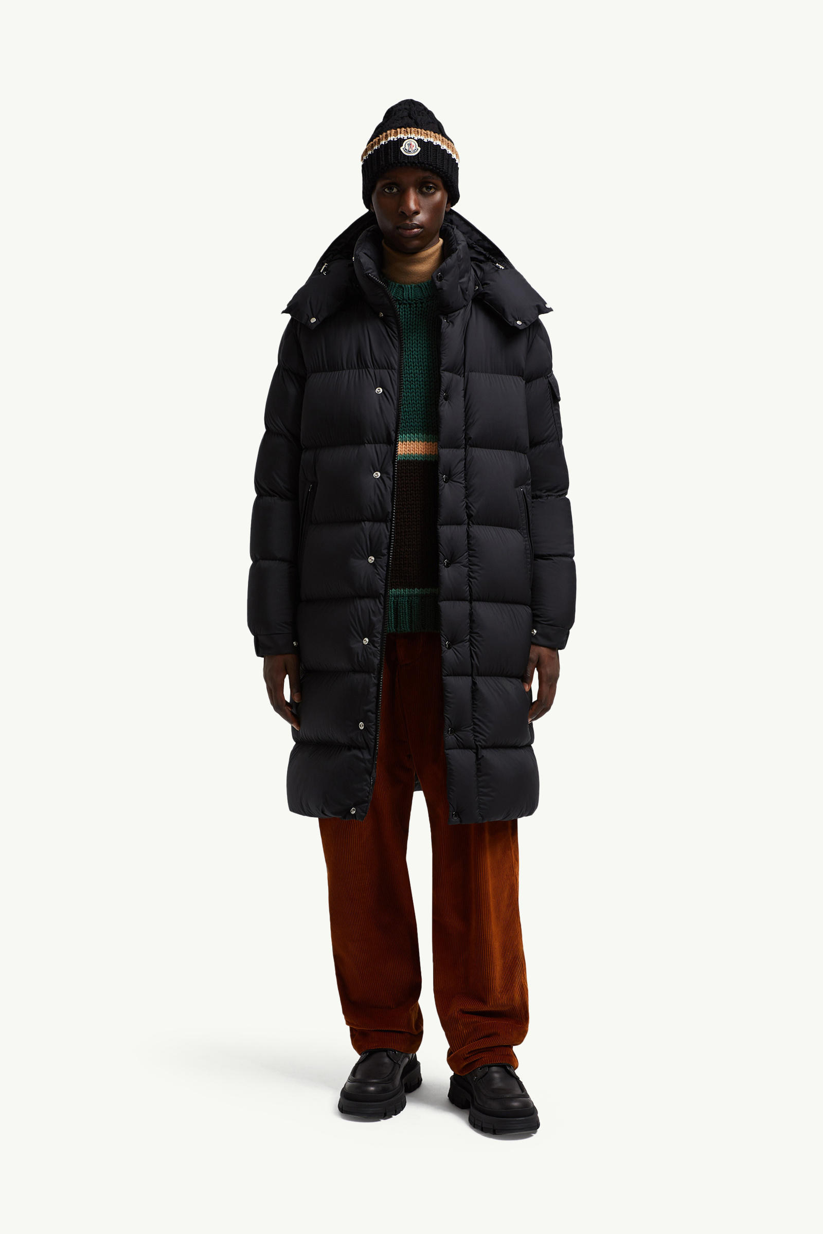 Hanoverian Hooded Long Down Jacket Men Black Moncler 0