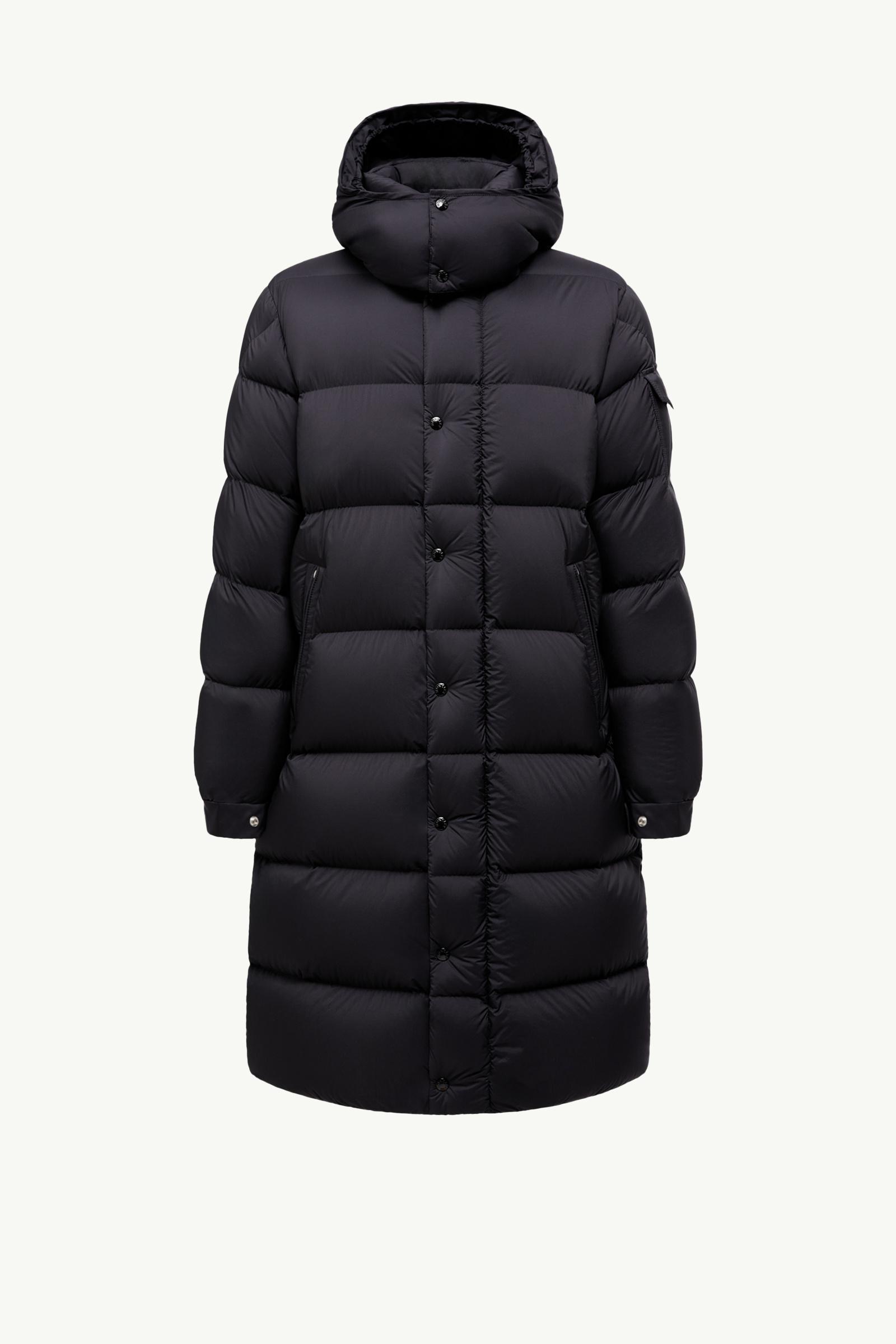 モンクレール Hanoverian ロングダウンジャケット 2 Black Hanoverian Hooded Square-Quilted Long Down Jacket