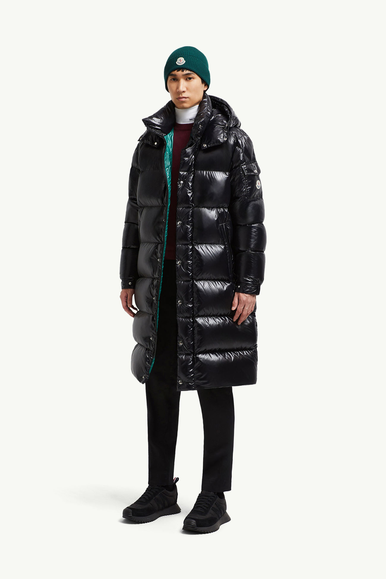 Hanoverian男士连帽方形绗缝长款羽绒夹克外套 男士 黑色 Moncler 0