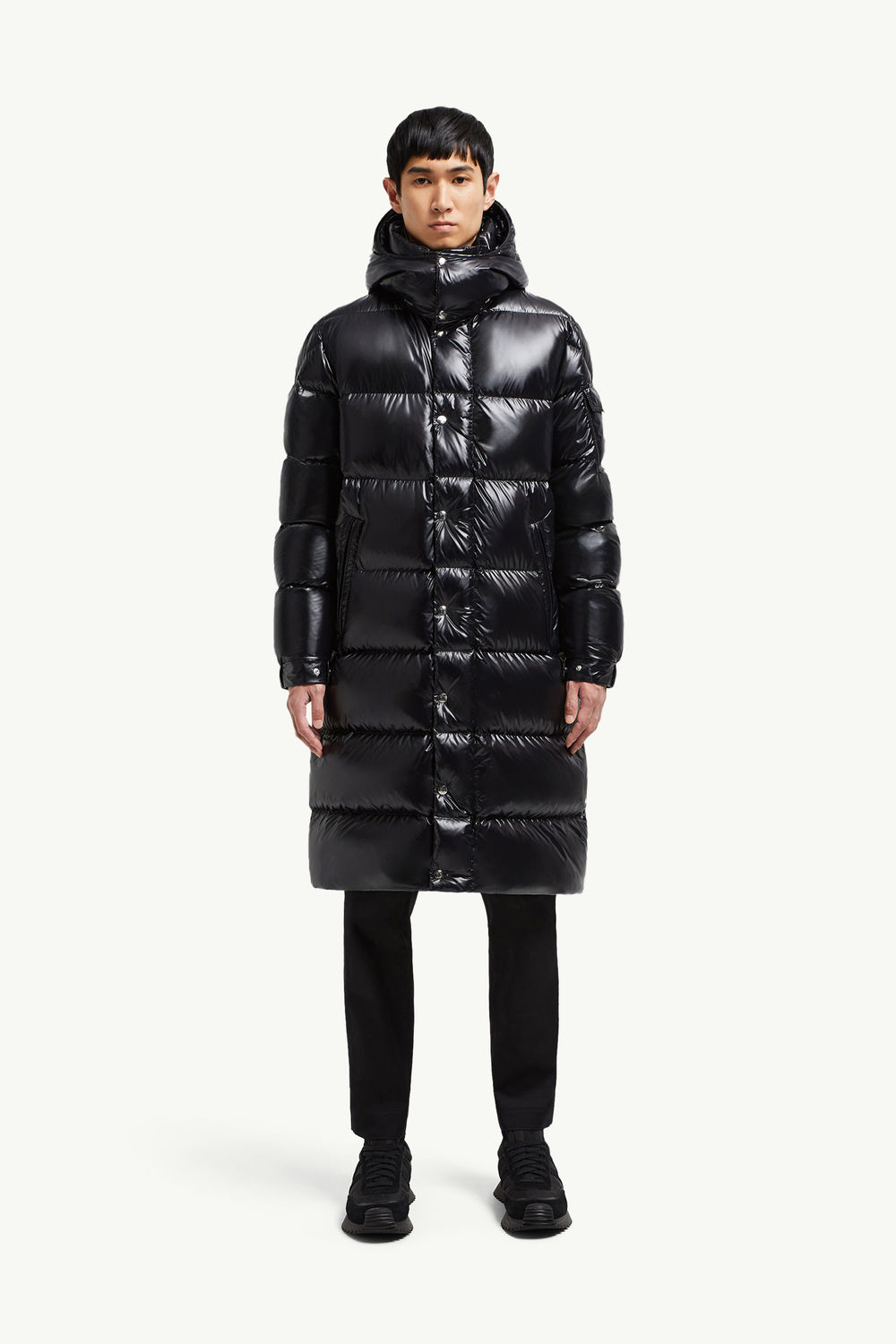 Hanoverian Hooded Square-Quilted Long Down Jacket Men Black Moncler 3