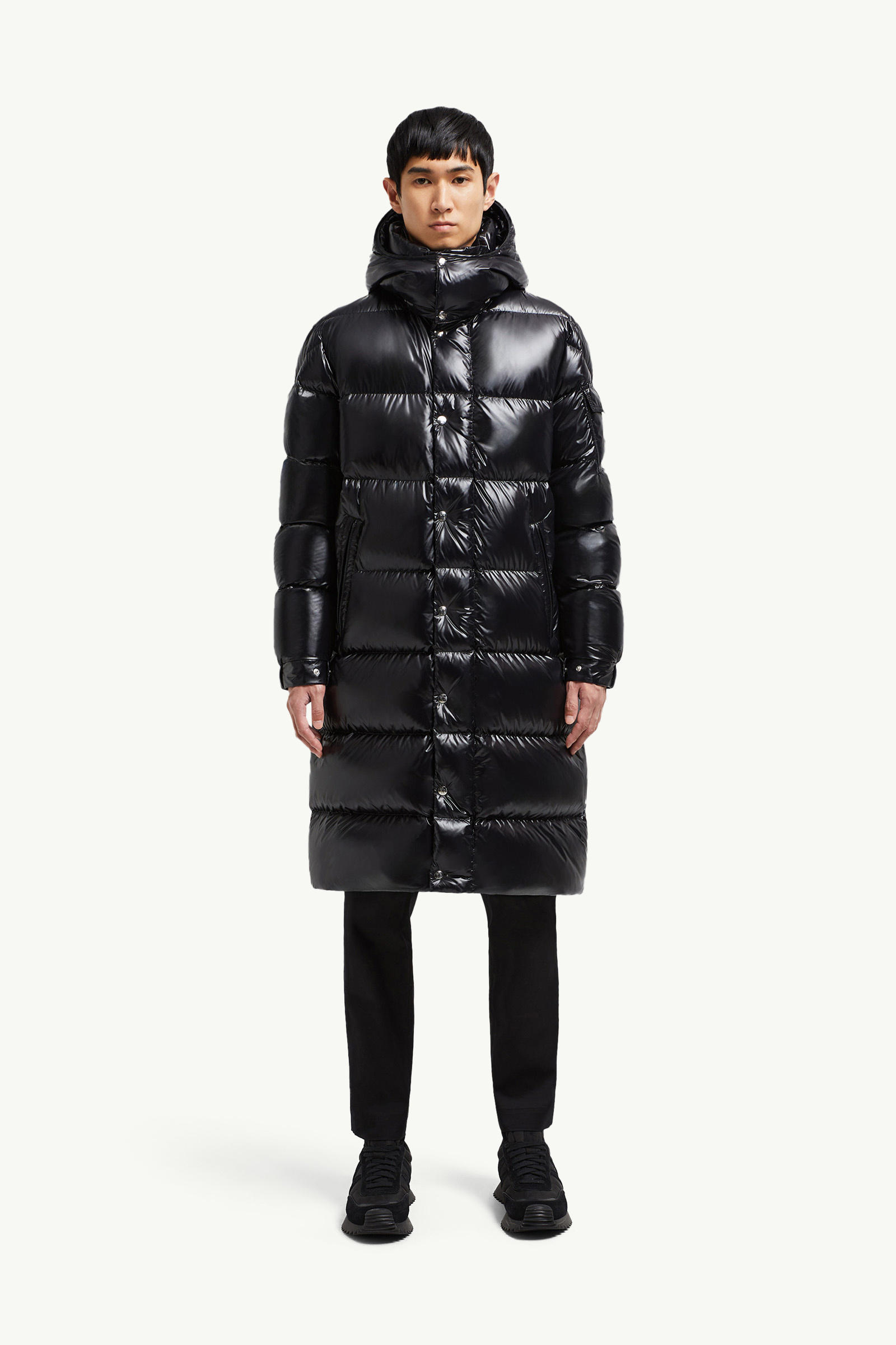 Hanoverian Hooded Square-Quilted Long Down Jacket Men Black Moncler 3