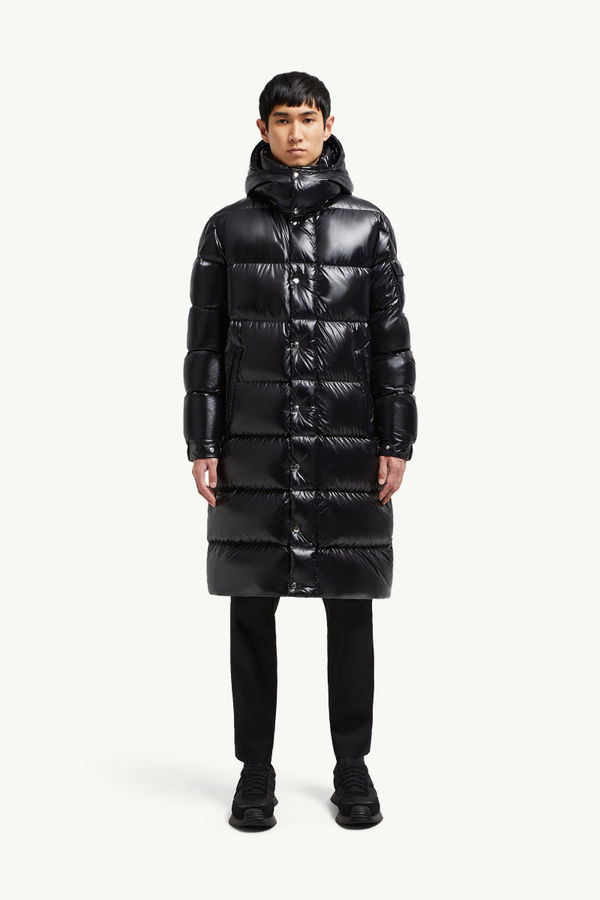 Hanoverian quadratisch gesteppte lange Daunenjacke mit Kapuze Herren Schwarz Moncler 3