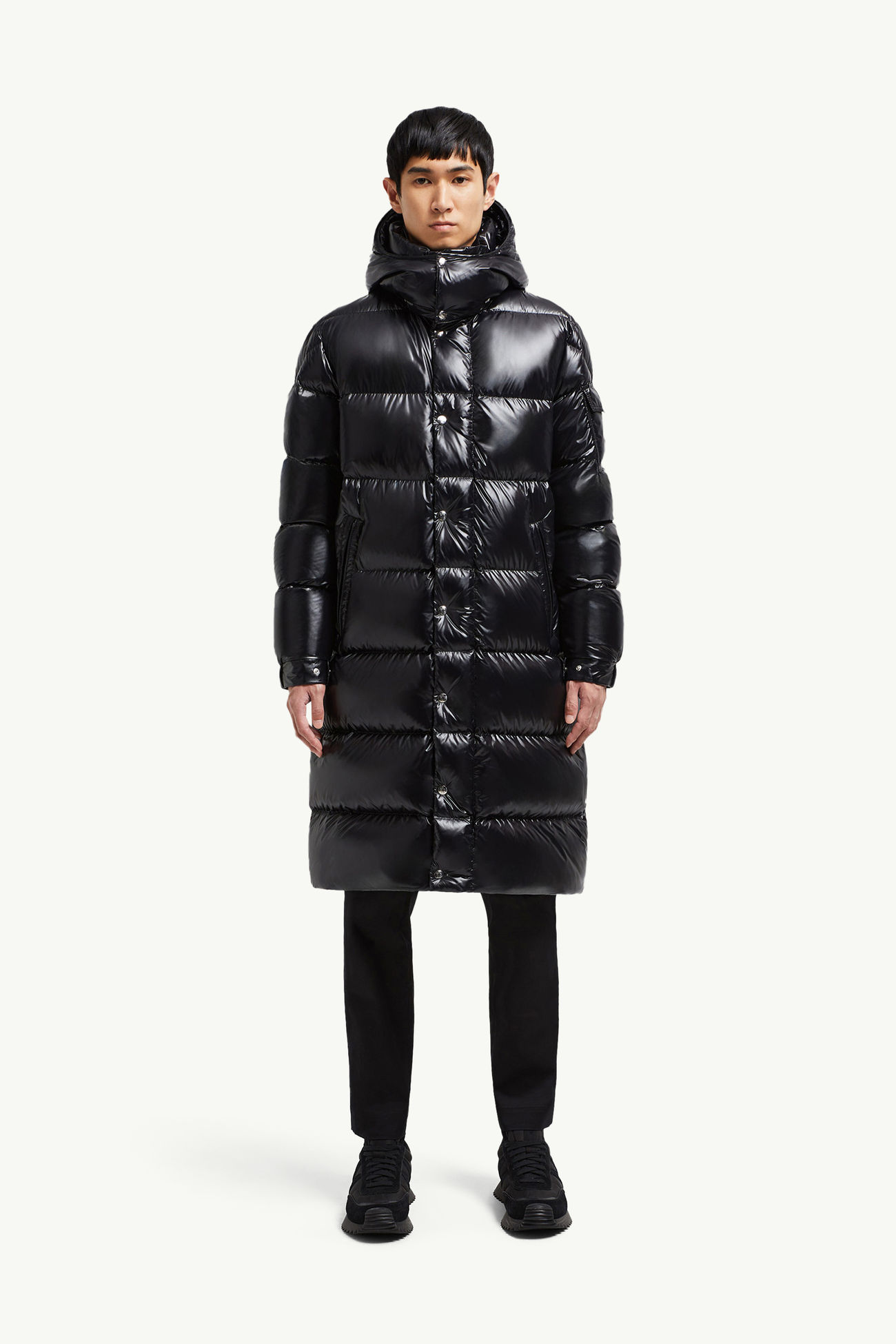 Plumífero largo con acolchado a cuadros y capucha Hanoverian Hombre Negro Moncler 3