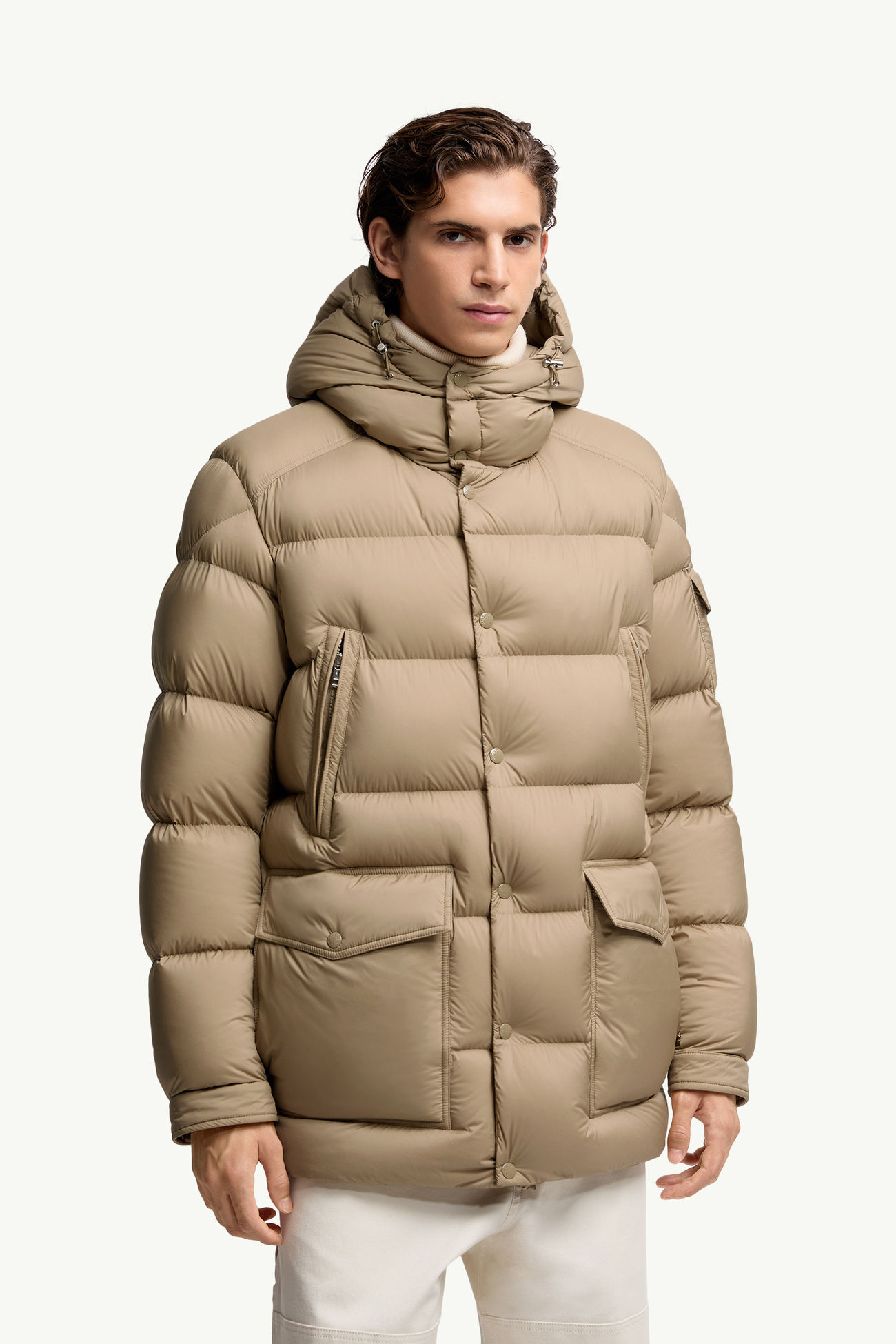 Bretagne男士连帽短款羽绒夹克外套 男士 米色 Moncler 3