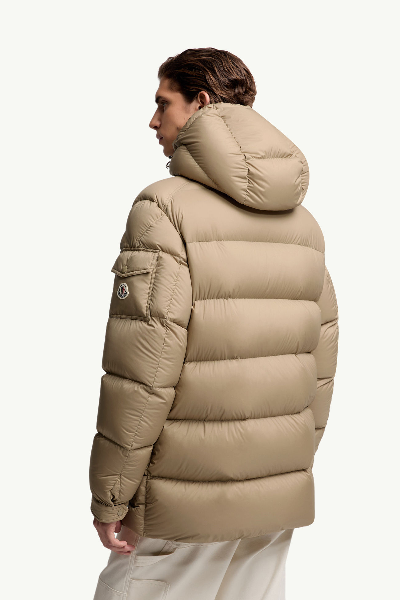 Bretagne mittellange Daunenjacke mit Kapuze Herren Beige Moncler 4