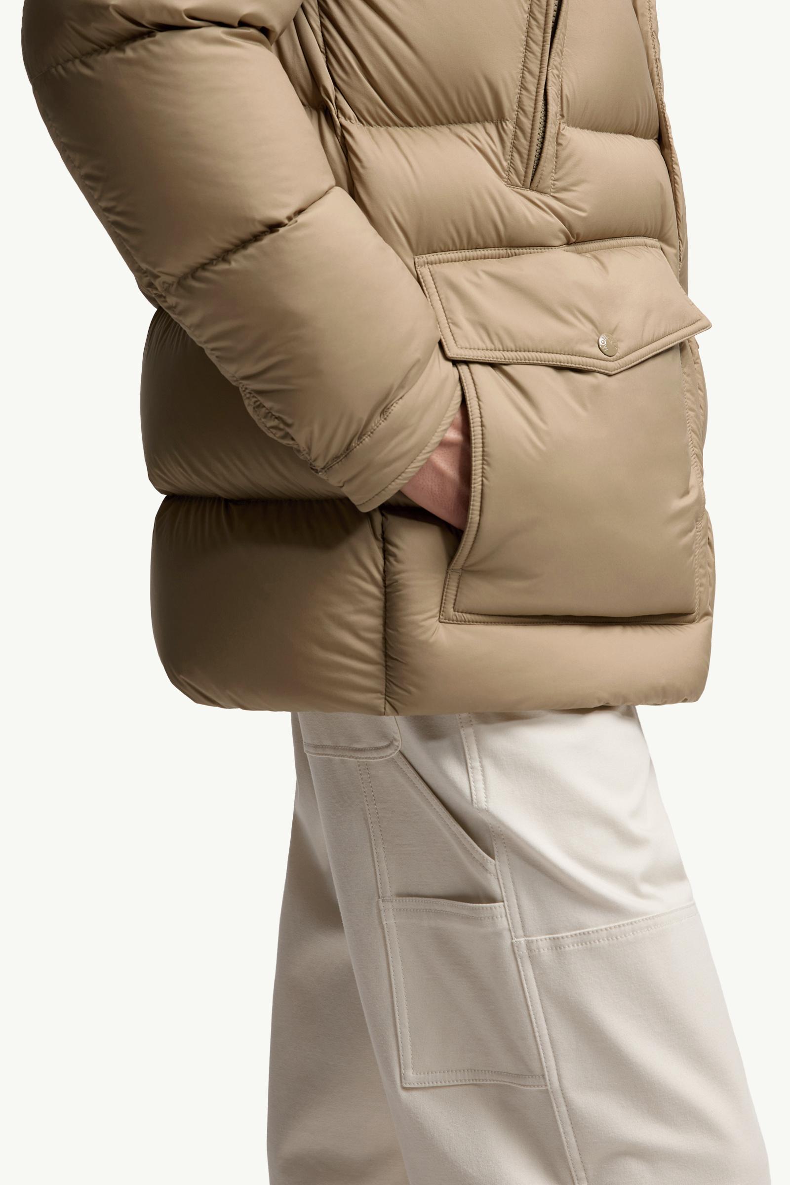 Beige Bretagne Hooded Mid-Length Down Jacket - Long Down Jackets