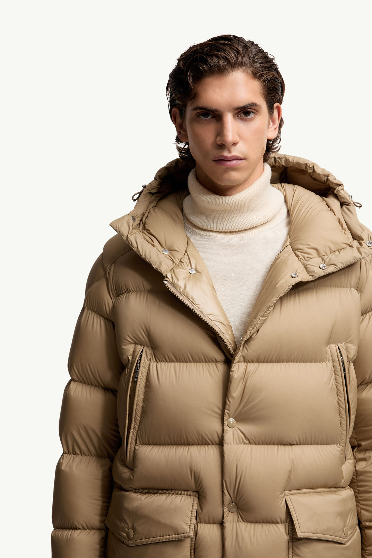Bretagne Hooded Short Down Jacket Men Beige Moncler 6