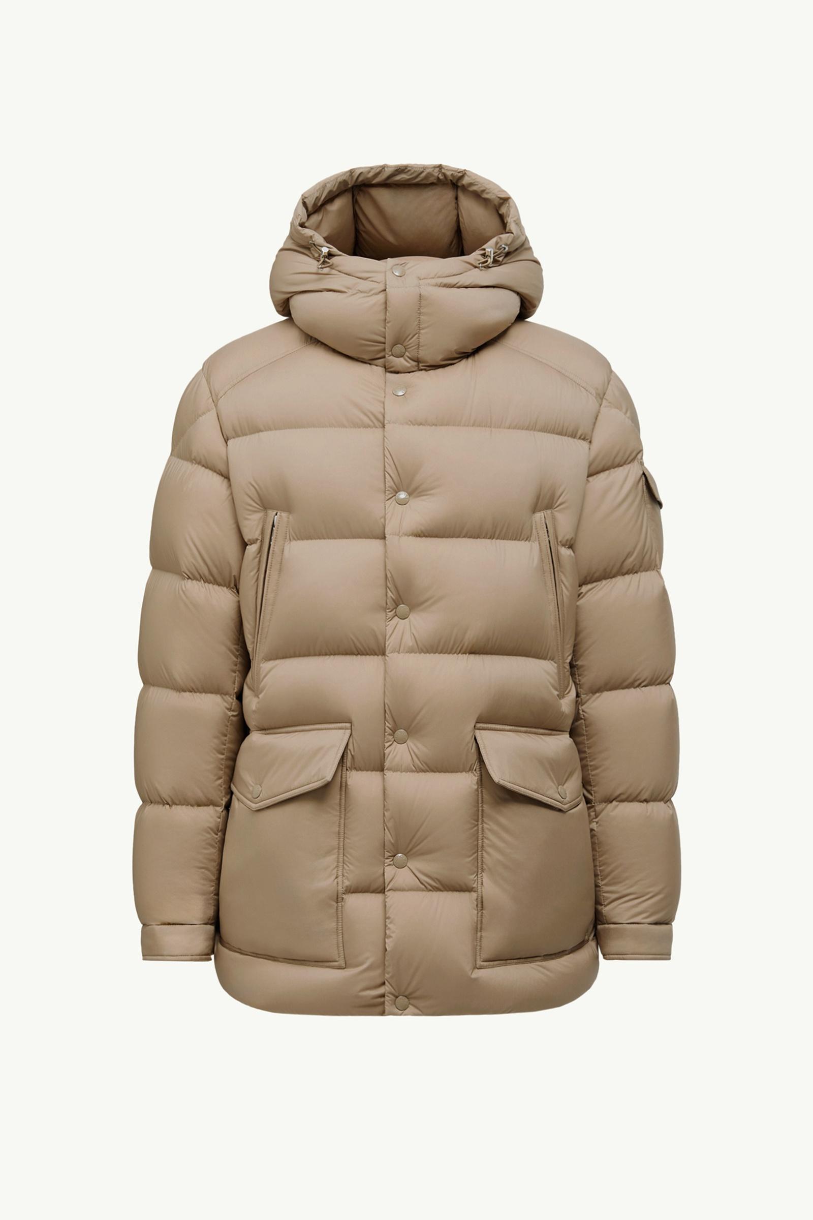 Beige Bretagne Hooded Mid-Length Down Jacket - Long Down Jackets