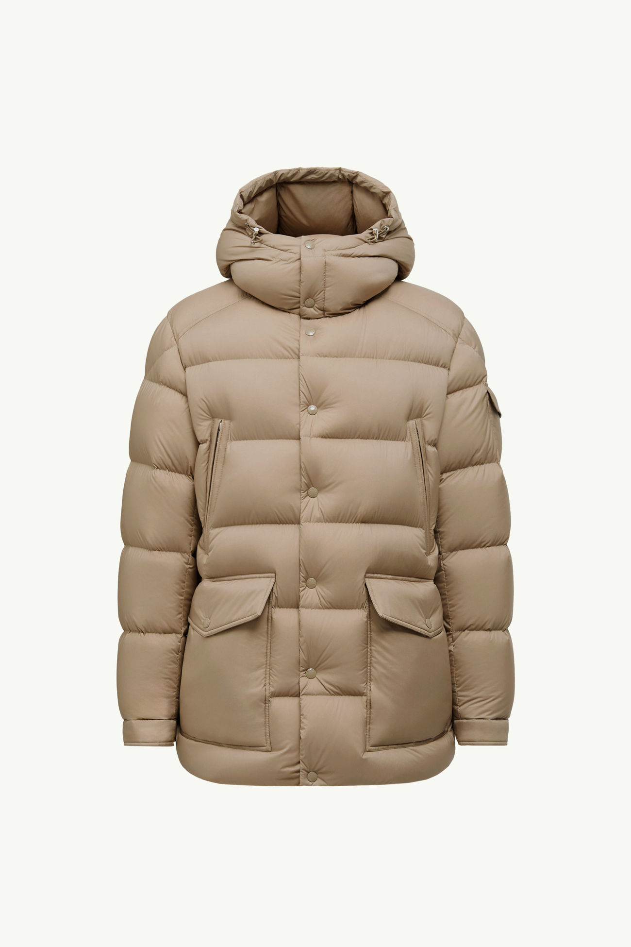 Bretagne 후드 미디 길이 다운 재킷 남성 베이지 Moncler 2