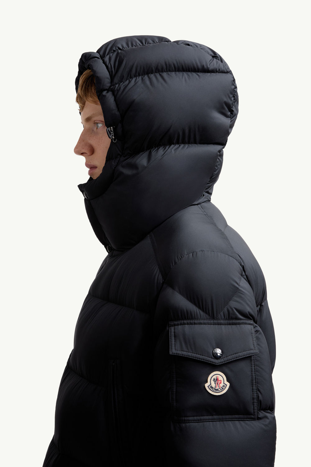 Bretagne Hooded Short Down Jacket Men Navy Blue Moncler 1