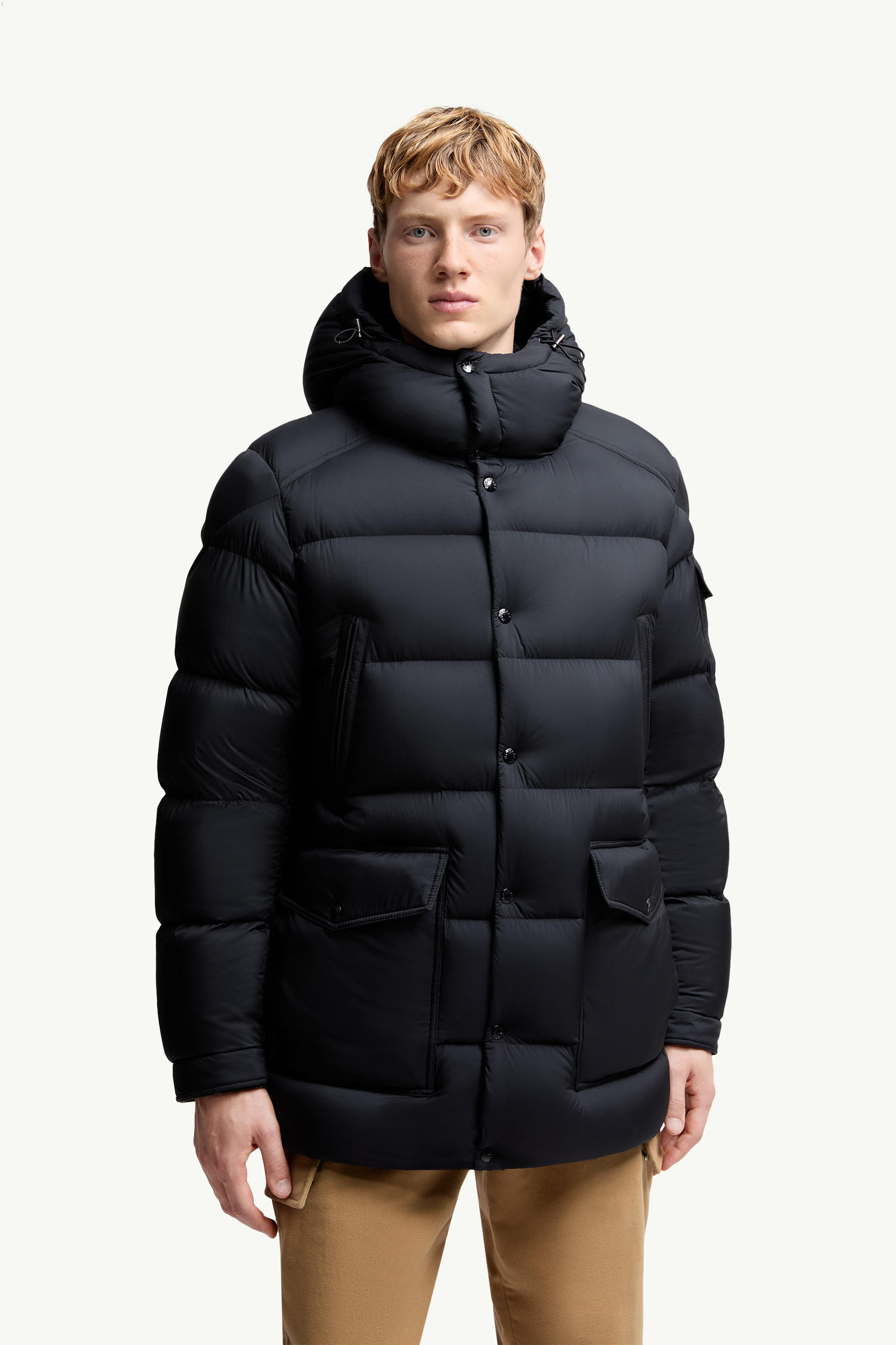 Bretagne Hooded Short Down Jacket Men Navy Blue Moncler 3
