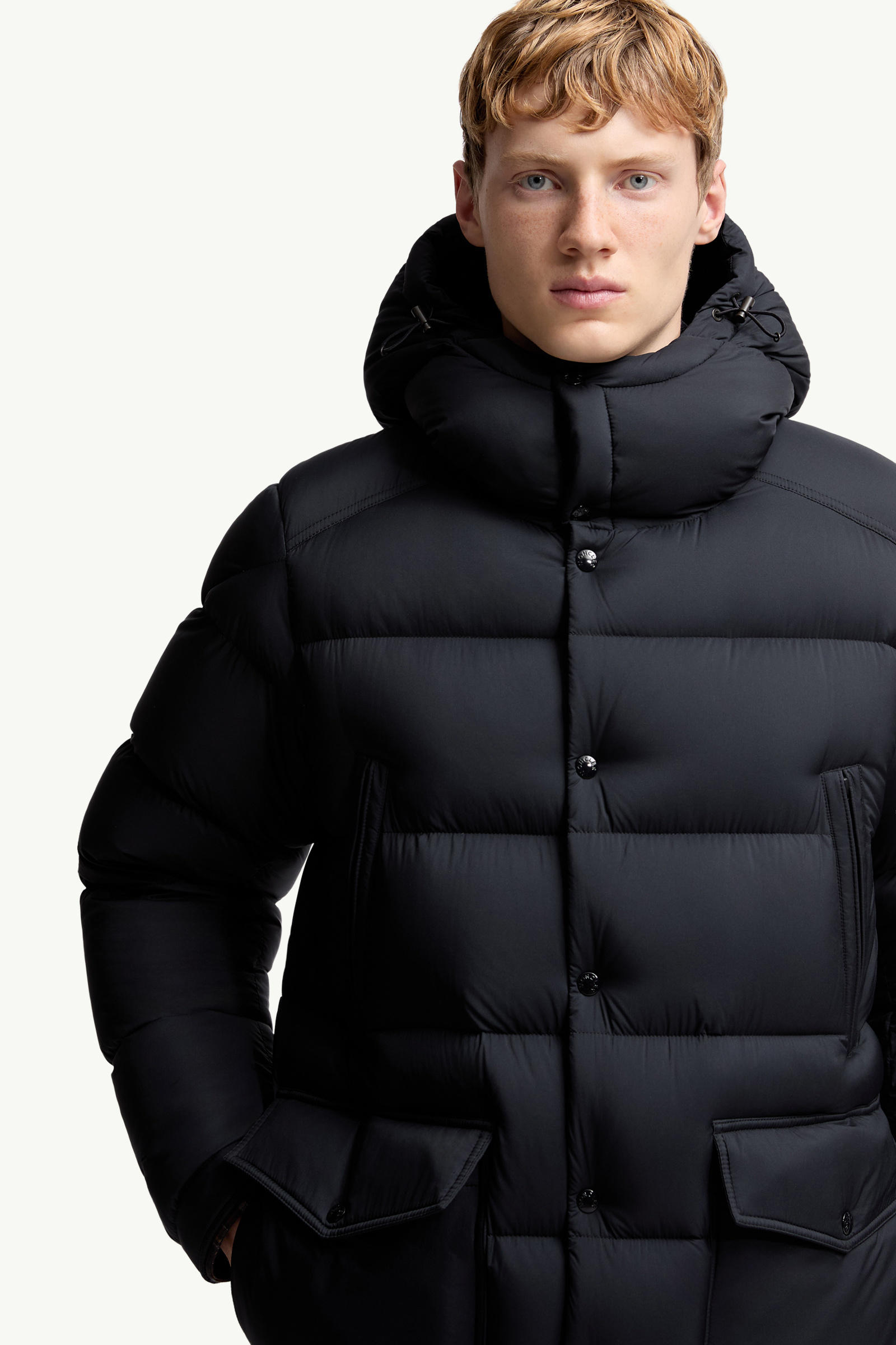 Bretagne Hooded Short Down Jacket Men Navy Blue Moncler 6