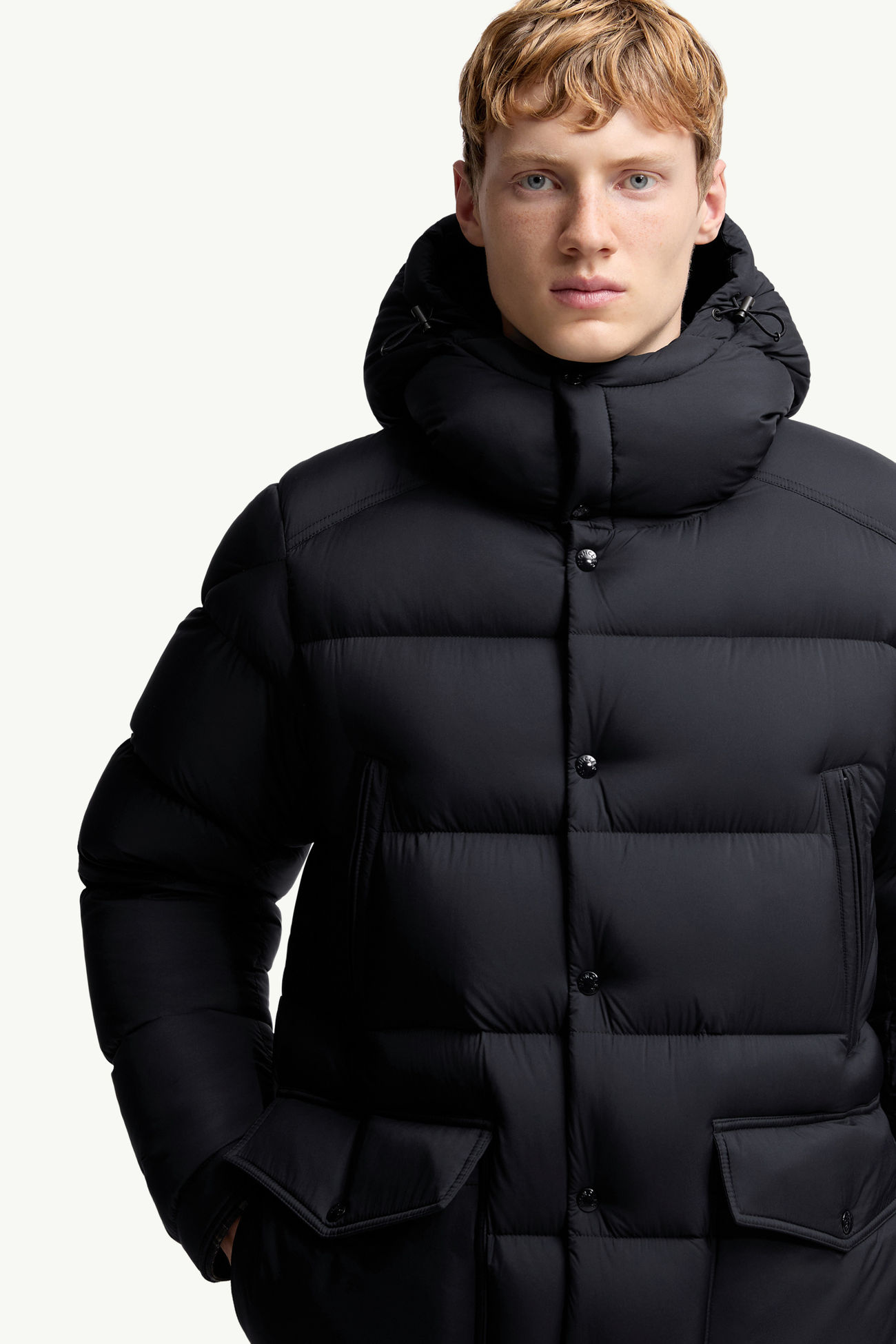 Bretagne連帽中長羽絨外套 男士 海軍藍色 Moncler 6