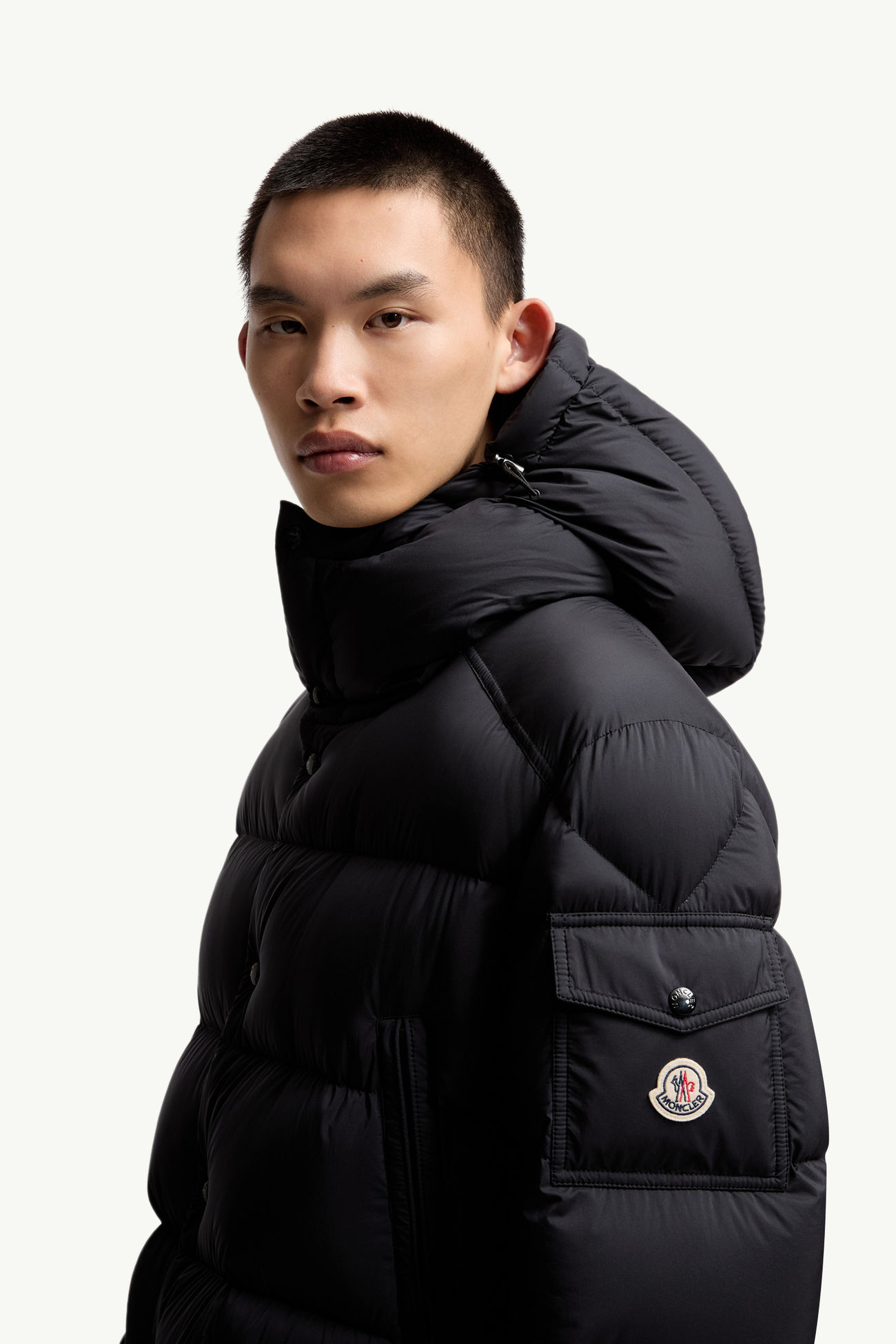 Bretagne Hooded Mid-Length Down Jacket Men Black Moncler 1