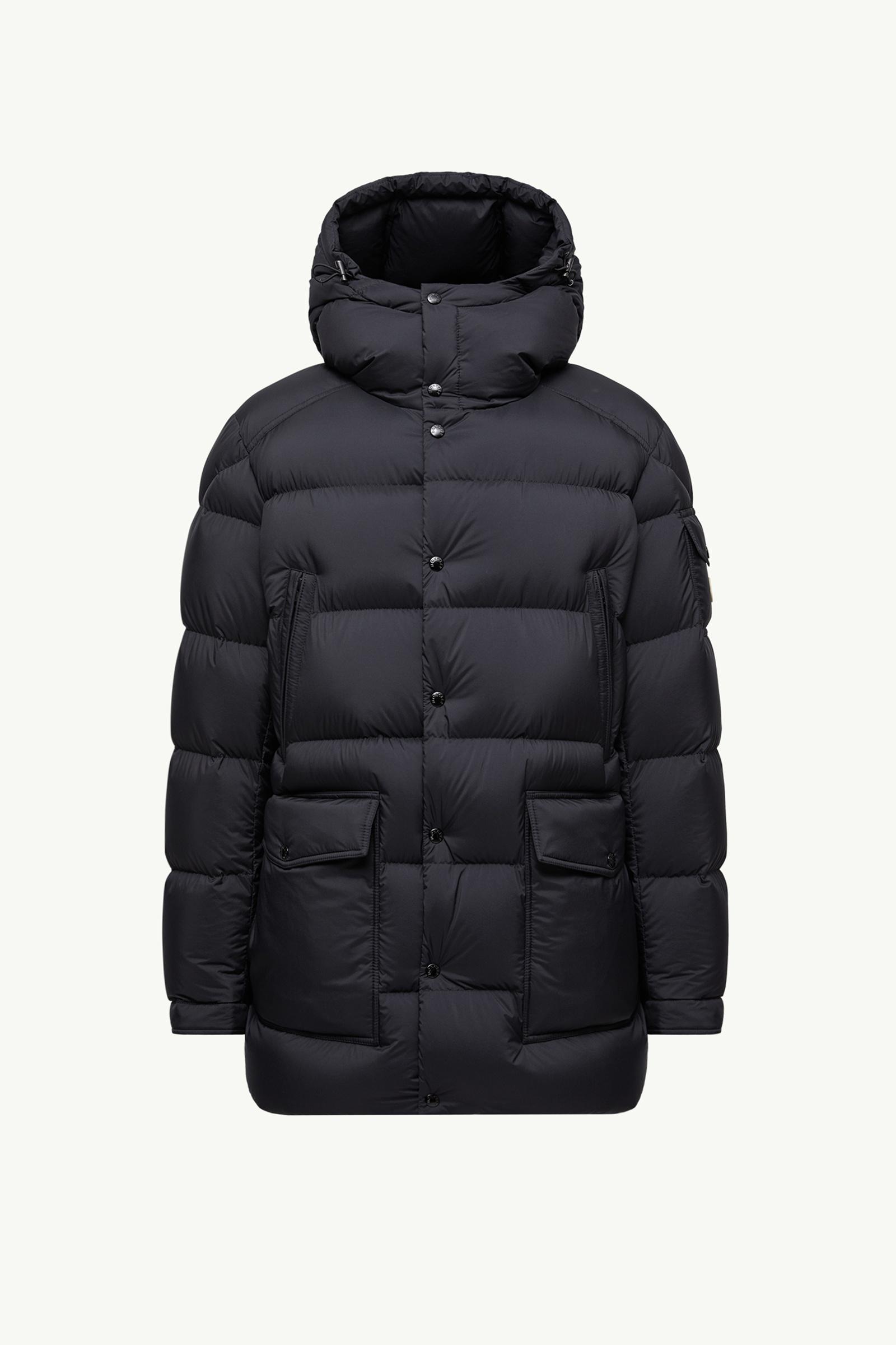 Black Bretagne Hooded Mid-Length Down Jacket - Long Down Jackets