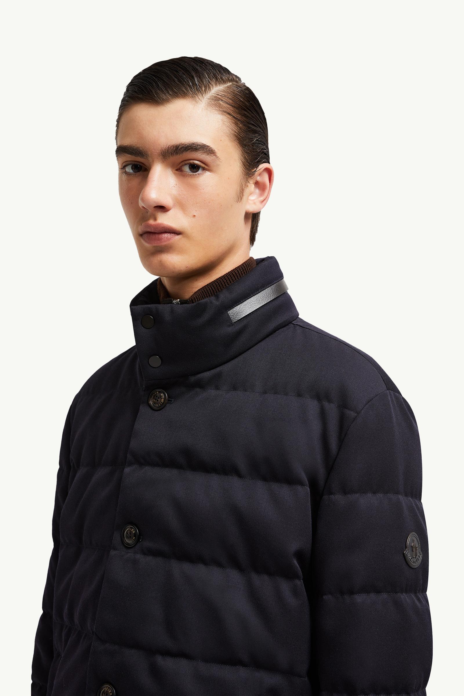 Vallonpierre Hooded Long Down Jacket Men Night Blue Moncler 1