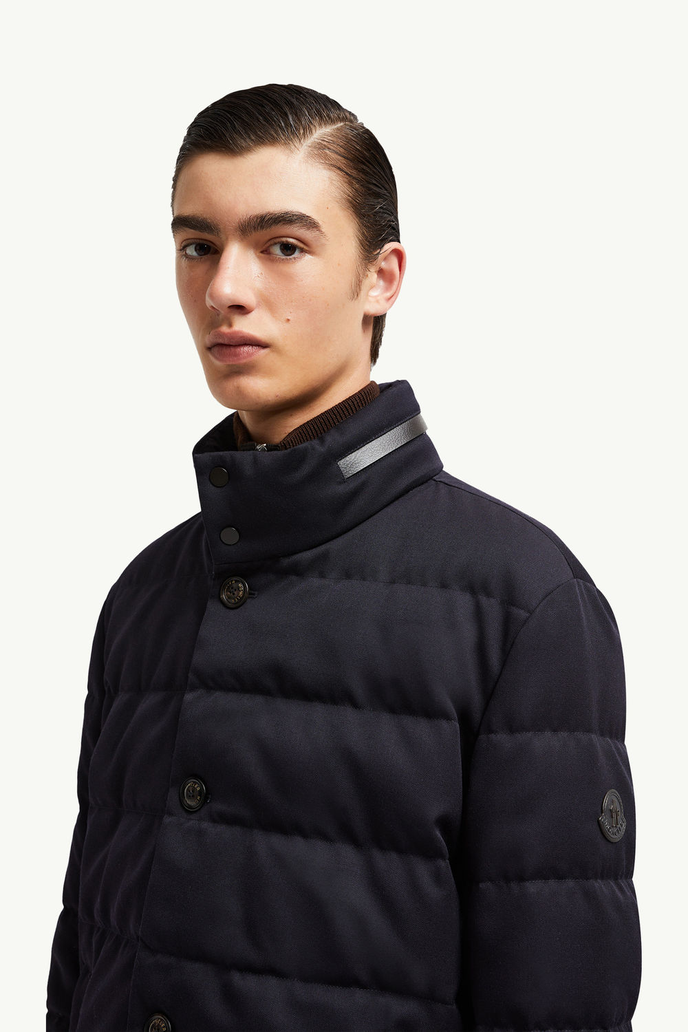 Vallonpierre Hooded Long Down Jacket Men Night Blue Moncler 1