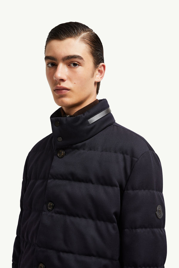 Vallonpierre Hooded Long Down Jacket Men Night Blue Moncler 1