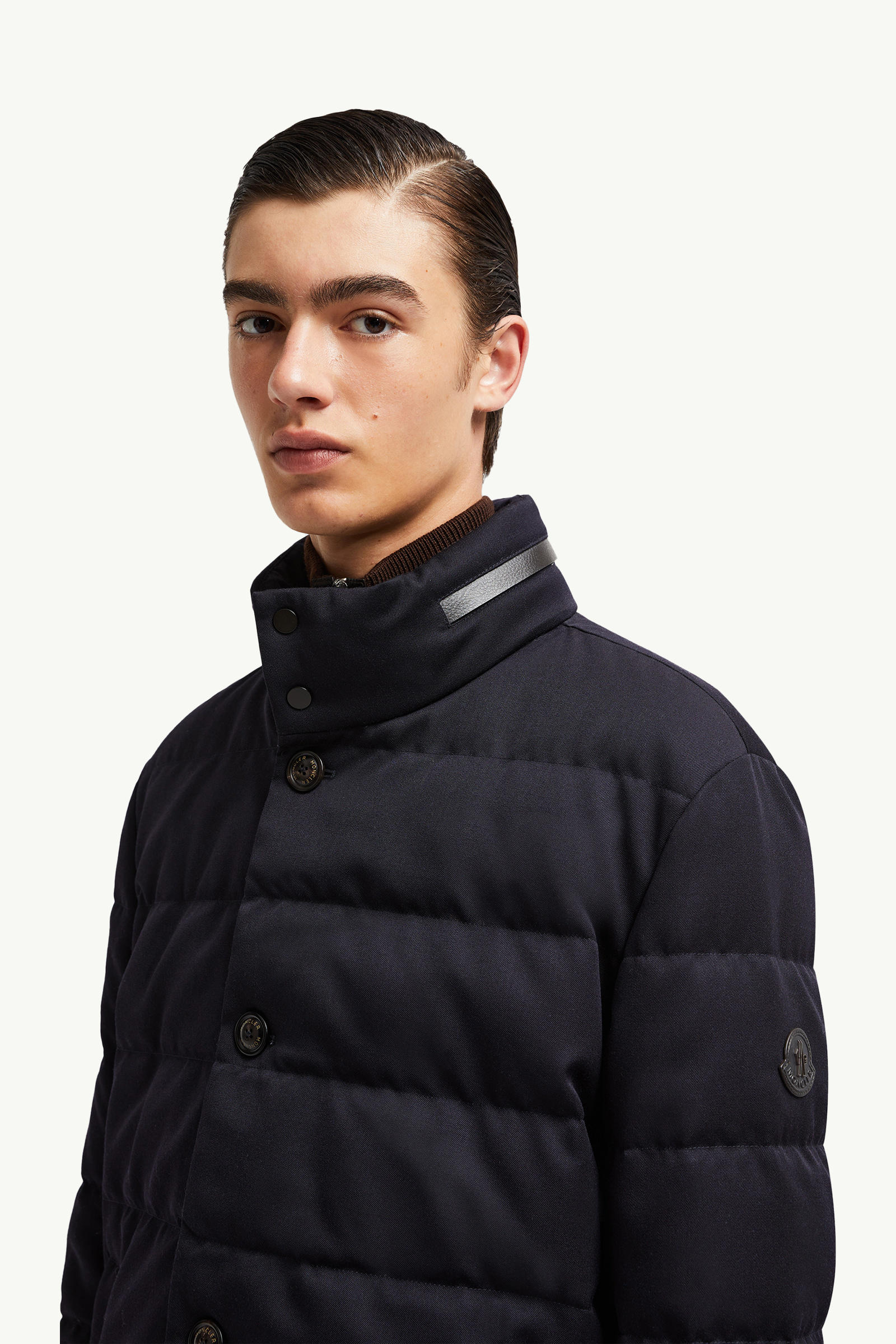 Vallonpierre Hooded Long Down Jacket Men Night Blue Moncler 1