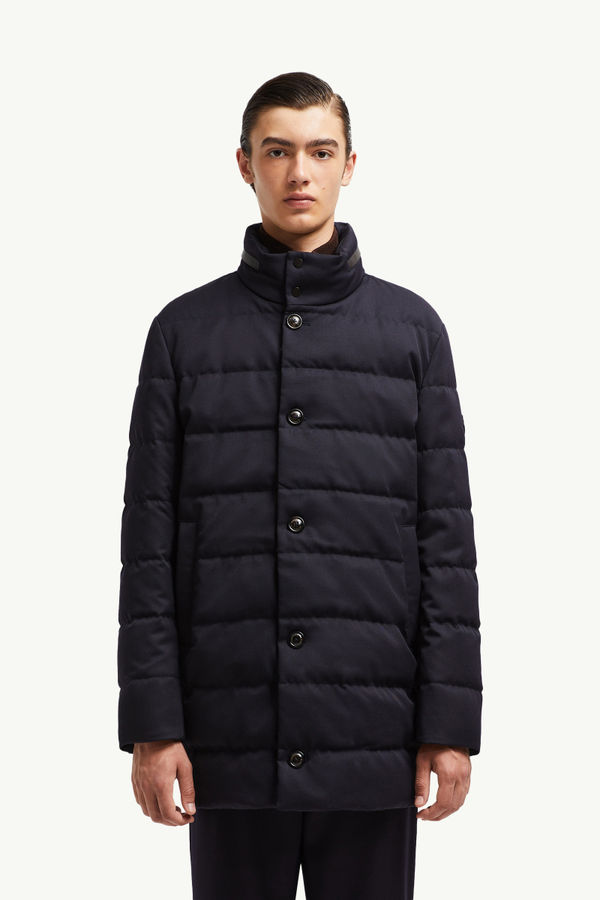 Vallonpierre Hooded Long Down Jacket Men Night Blue Moncler 3